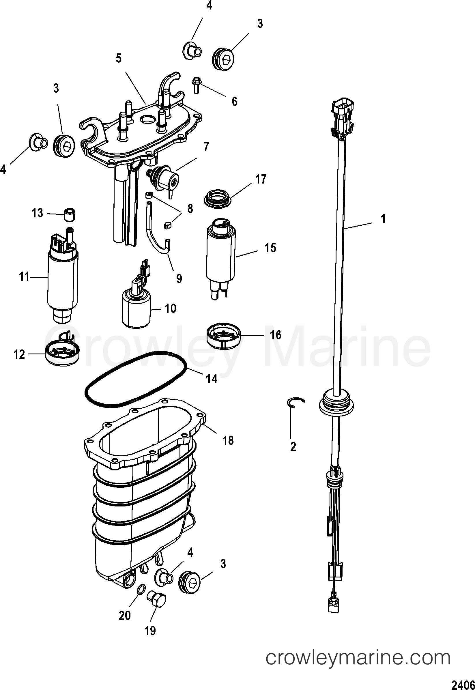 Serial Range Outboard 200 PRO VERADO (4-STROKE)(6 CYL.) - 2B034840 & Up - FUEL SUPPLY MODULE