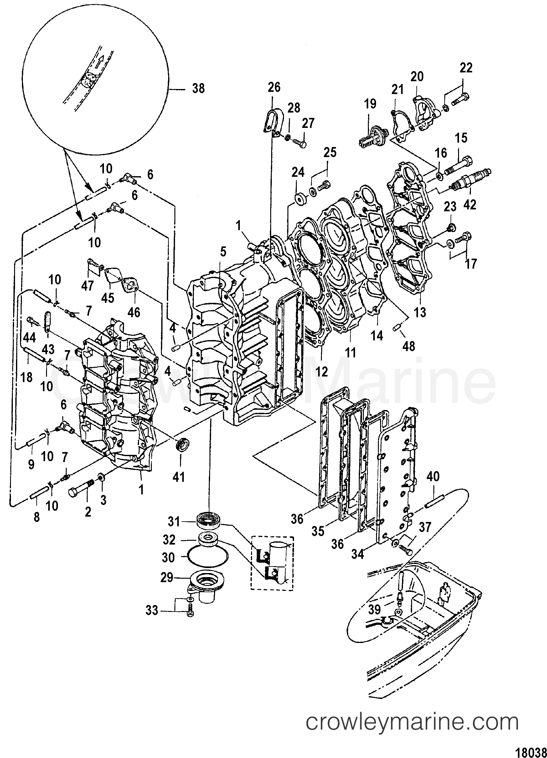 CYLINDER BLOCK - 2006 Outboard 40 [ELO] 7040312UL | Crowley Marine