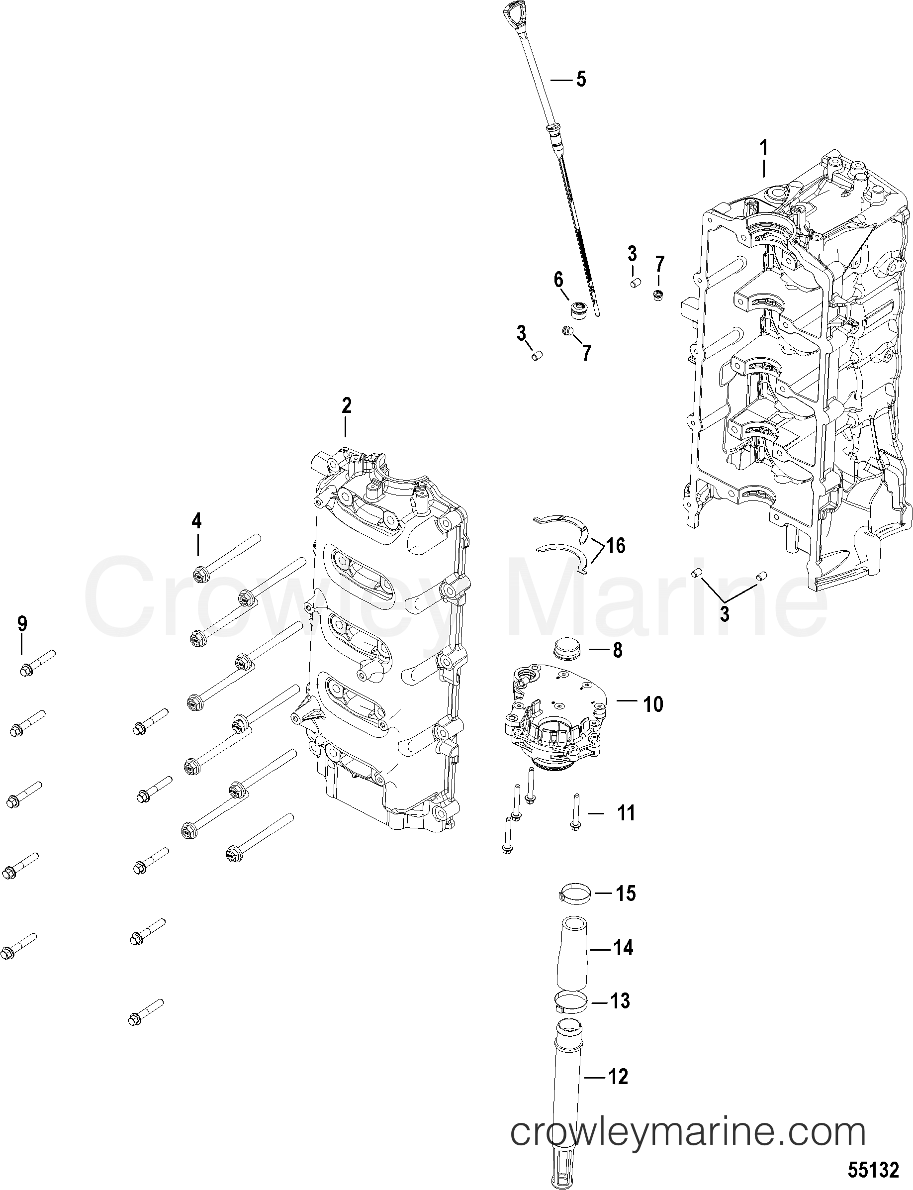 Serial Range Outboard 90 EFI (4-STROKE) - 2B080987 & Up - CYLINDER BLOCK