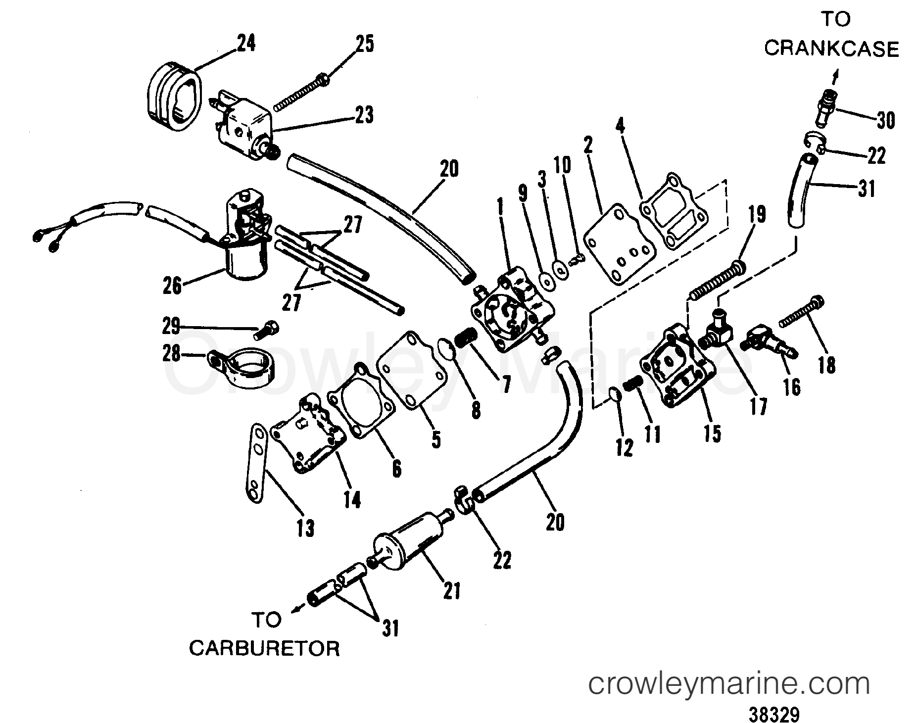 FUEL PUMP 1987 Mercury Outboard 90 [ELPTO] 1091727 Crowley Marine