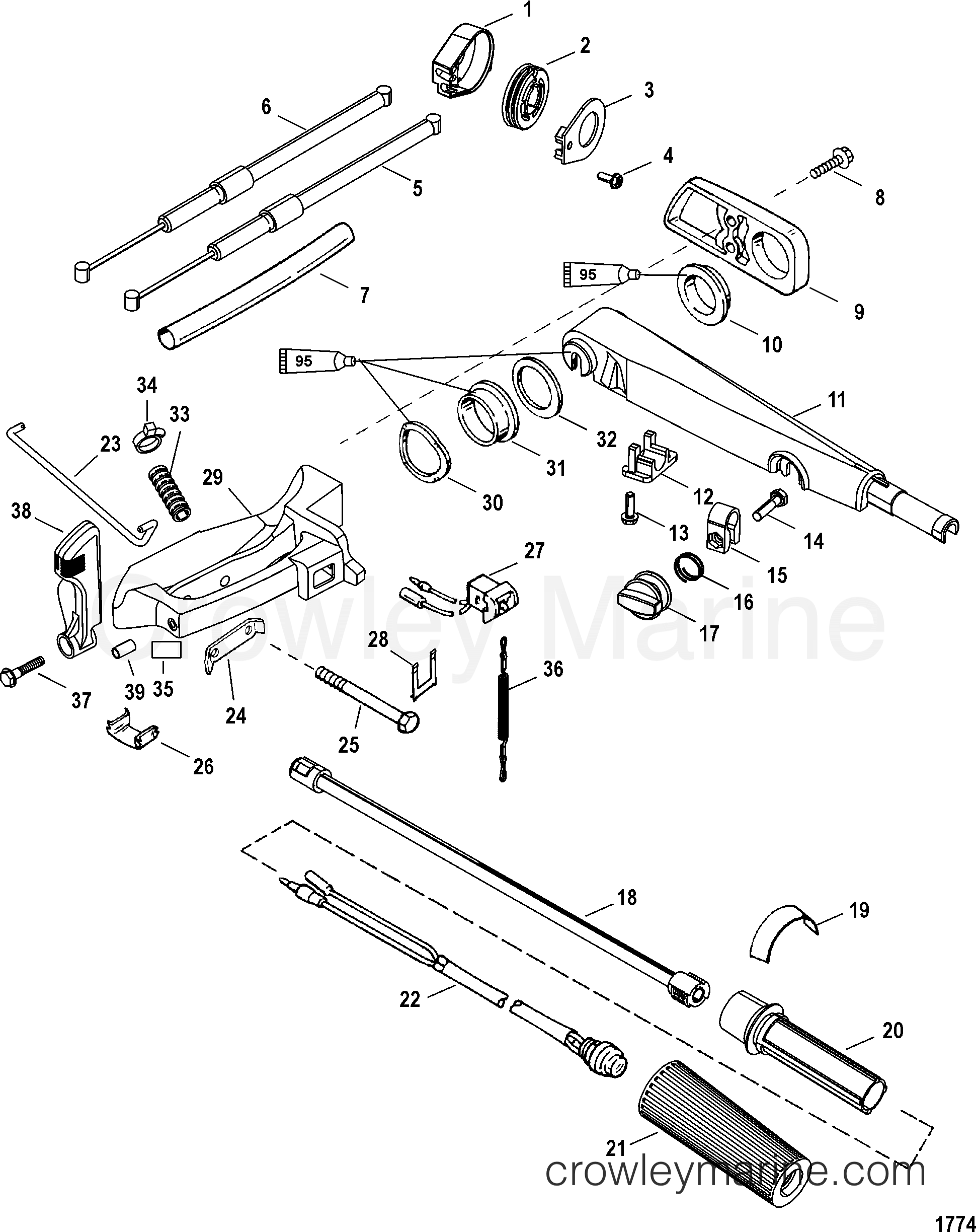 2004 Outboard 30EFI [EL 4] - 7A30312RB - TILLER HANDLE