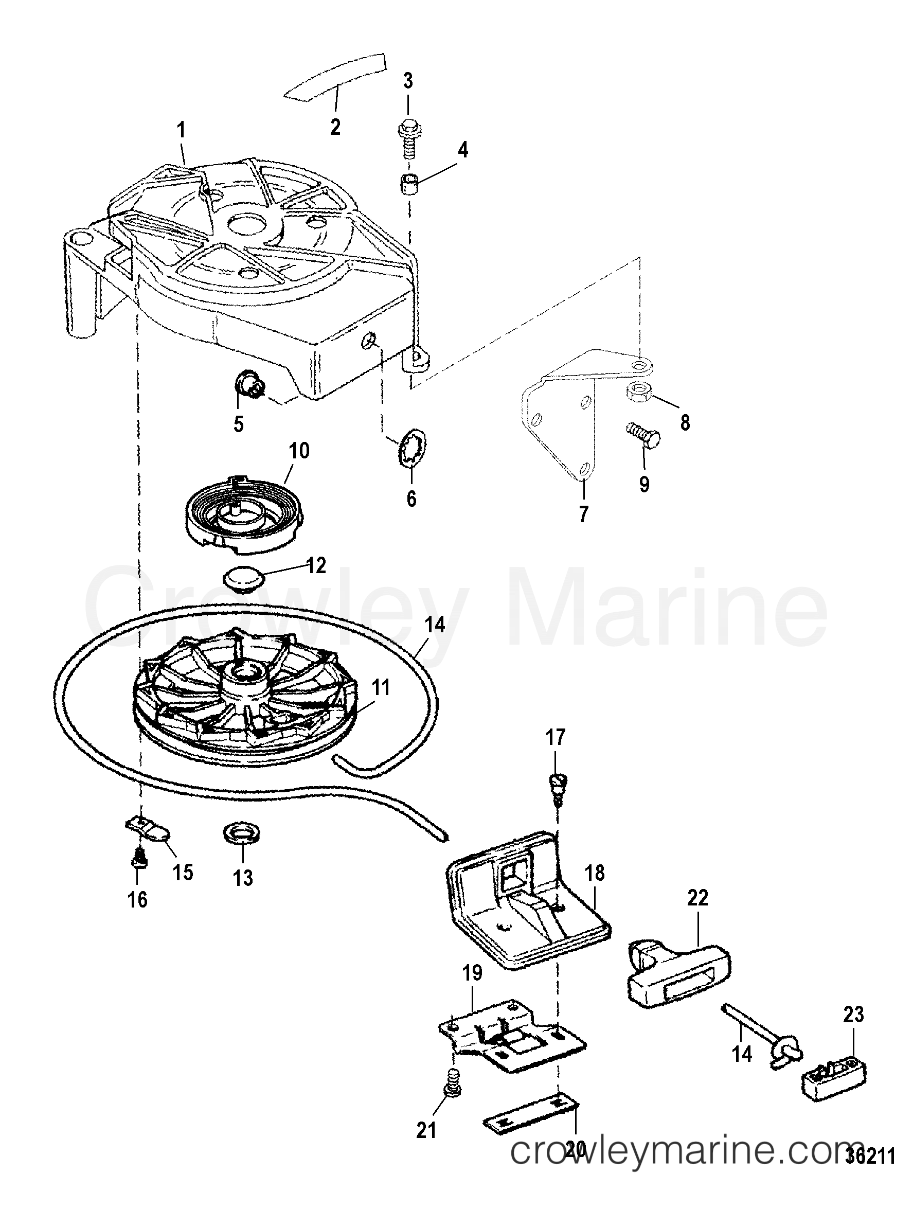 1998 Outboard 25 - H025211US [MLH] - STARTER REWIND COMPONENTS
