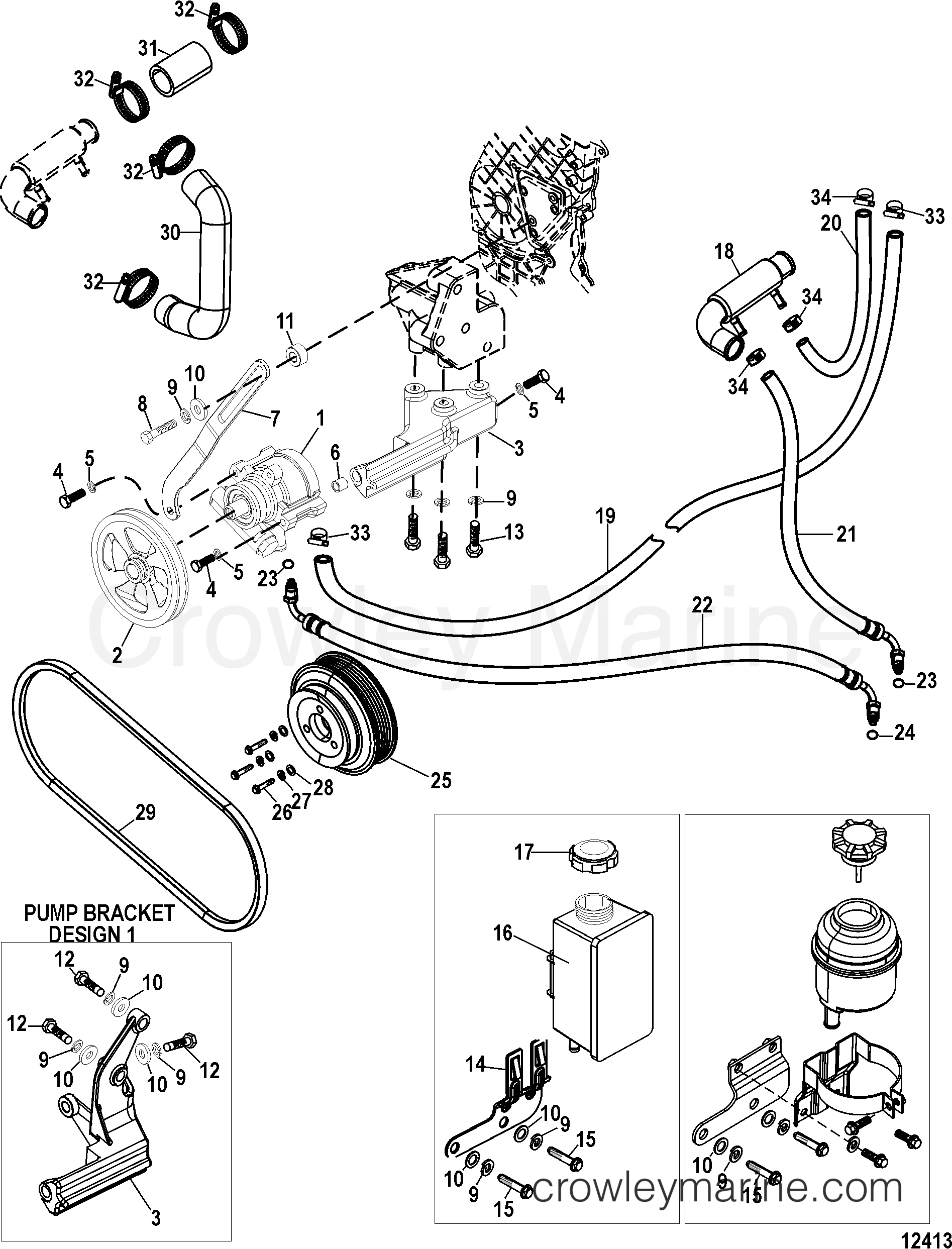 1998 Inboard Engine 1.7L [MS 120] - 30170001D - POWER STEERING COMPONENTS