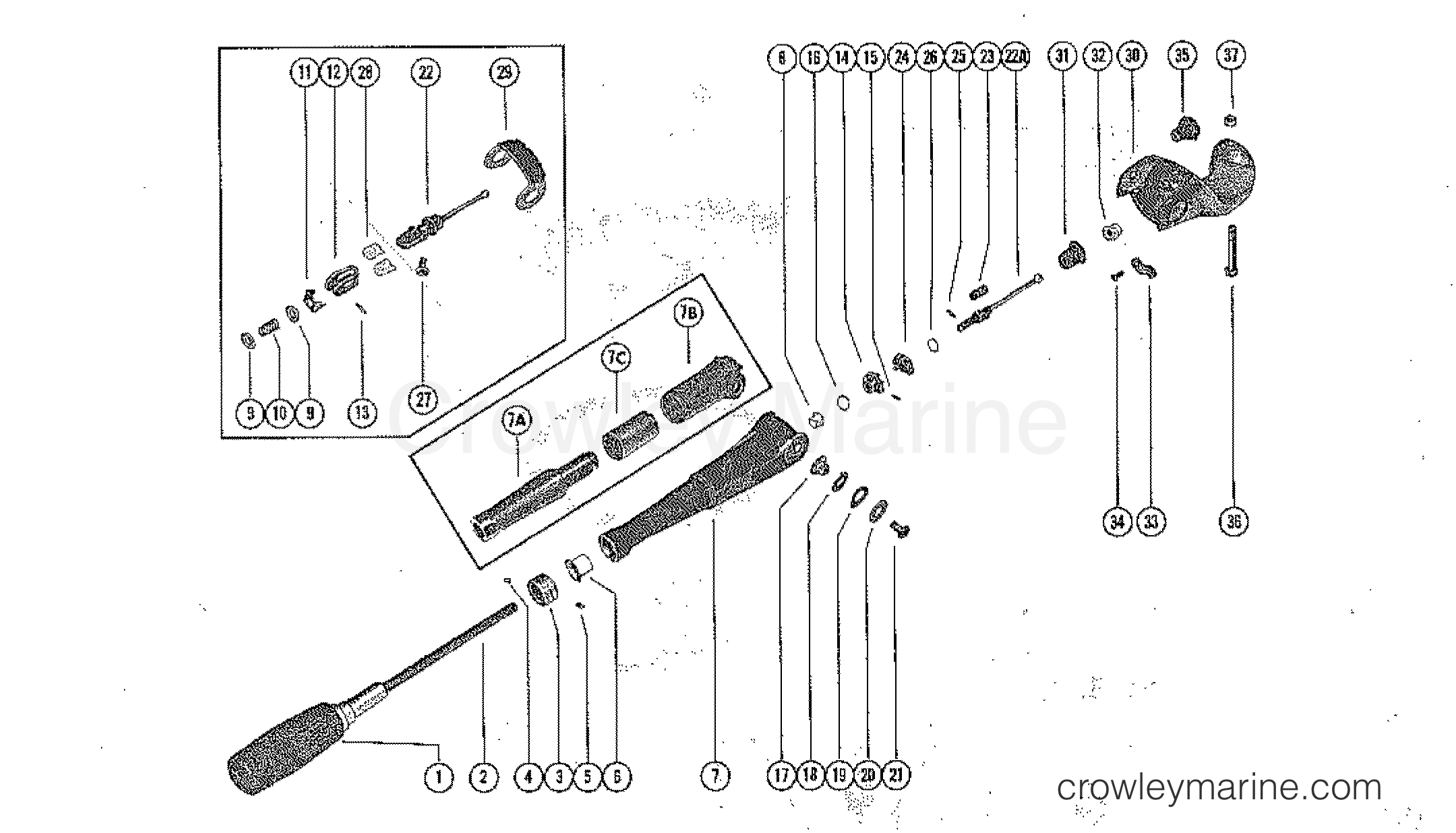 STEERING HANDLE ASSEMBLY Serial Range Outboard 110 1865779 THRU