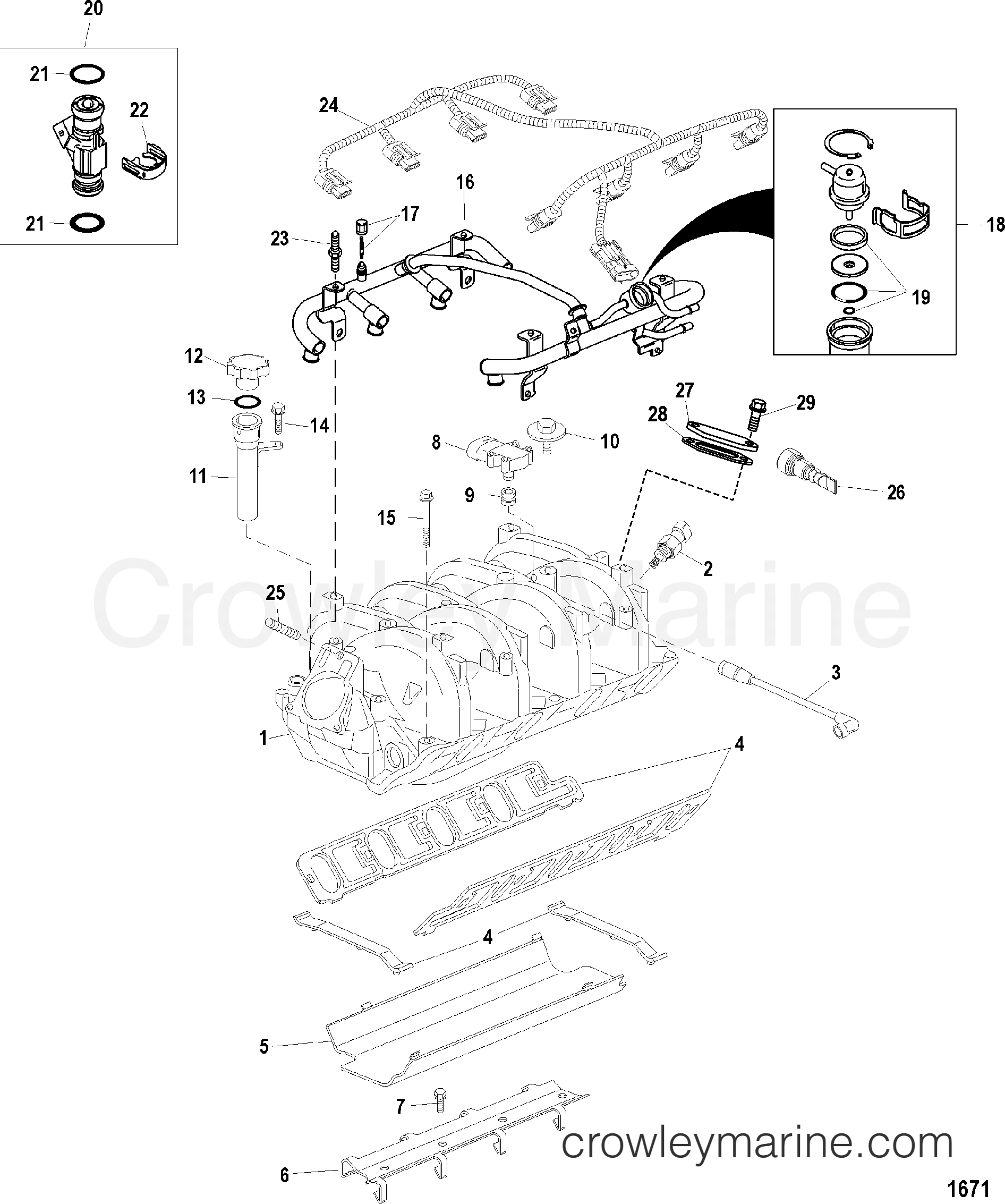 1998 Inboard Engine 8.1L HO [MPI] - 308100521 - INTAKE MANIFOLD