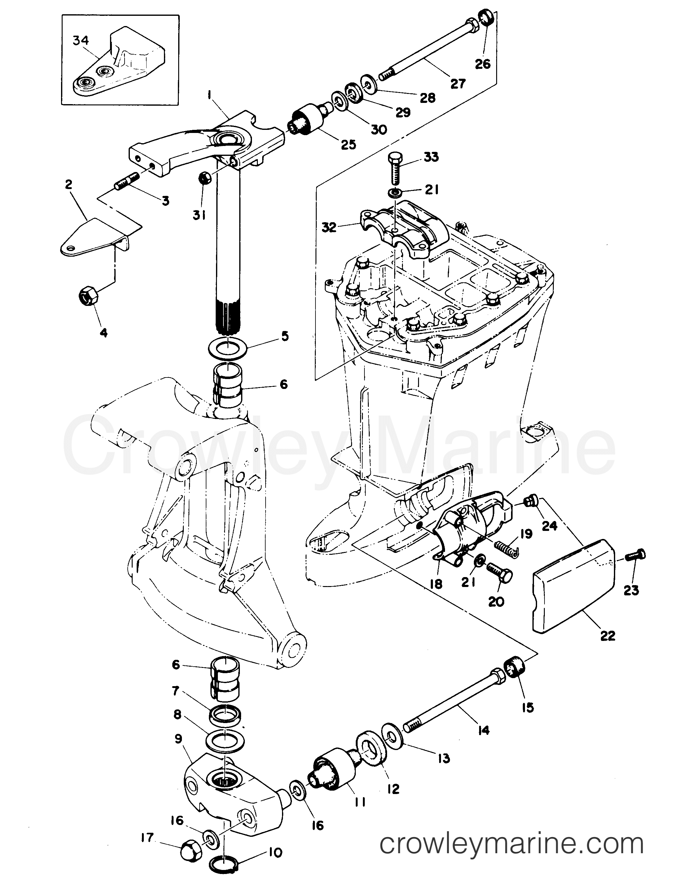 Serial Range Outboard 55 - 663-36475 AND BELOW [ML] - MOUNTING SYSTEM
