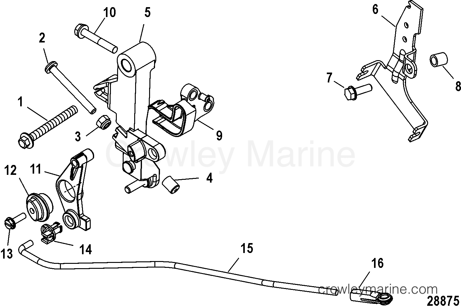 THROTTLE LINKAGE, TILLER 2006 Mercury Outboard 40EFI [E 4] 1A40302HZ