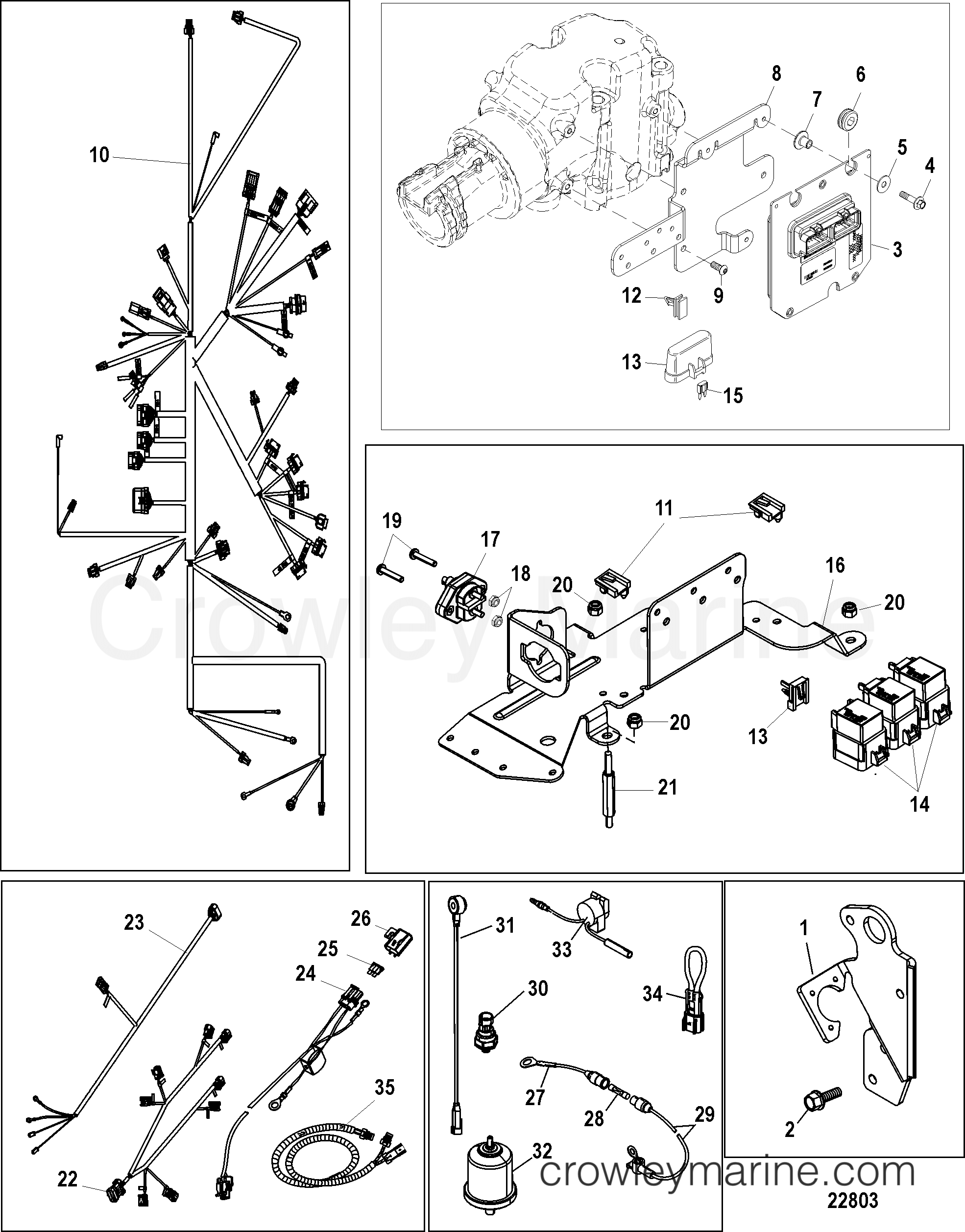 1998 Inboard Engine 350 MAG [MPI SKI] - 33500366S - ELECTRICAL COMPONENTS, MECHANICAL THROTTLE AND SHIFT