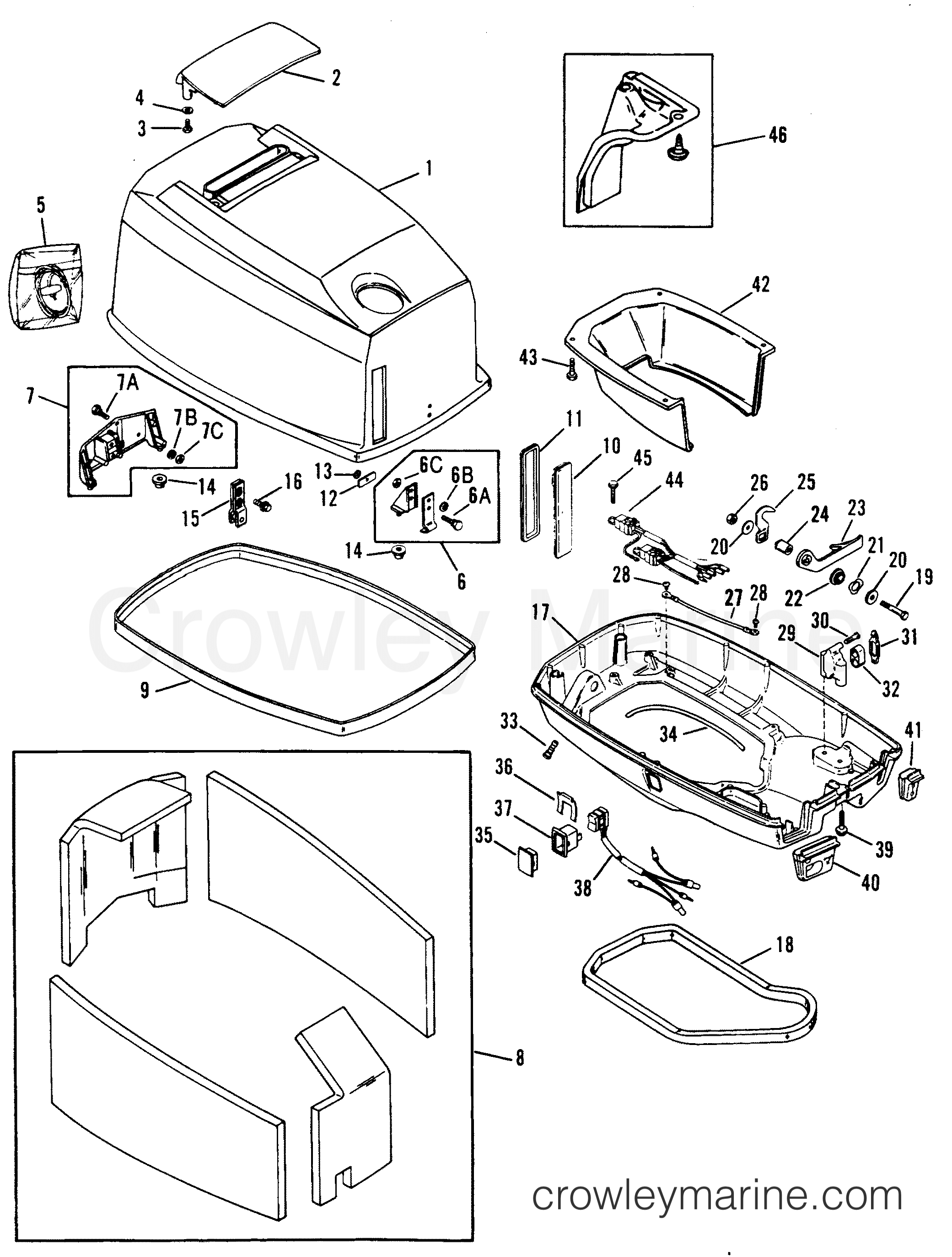 1994 Outboard 50 [EO] - 7050302CD - COWLING