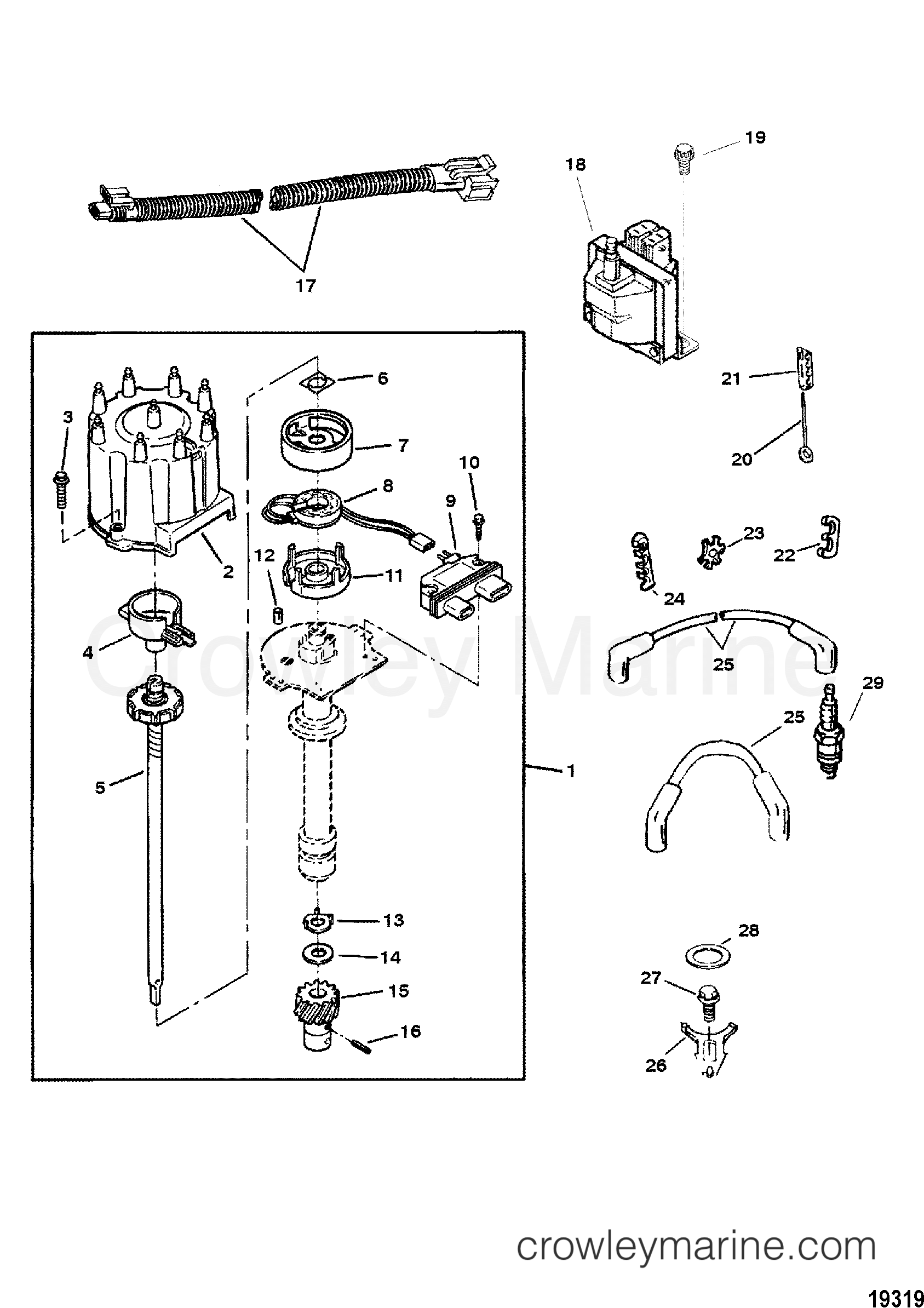 1998 Inboard Engine 350 MAG [MPI] - 3442174LS - DISTRIBUTOR AND IGNITION COMPONENTS
