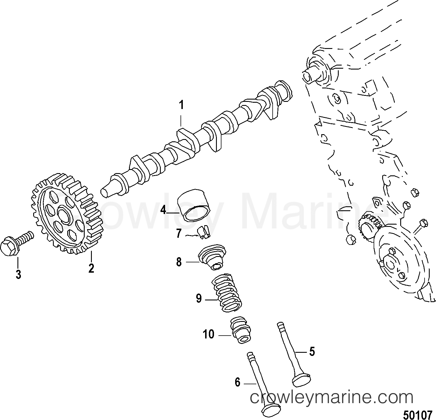 2012 Inboard Engine 1.9L TDI - 3D190020D - ENGINE COMPONENTS, CAMSHAFT AND VALVES