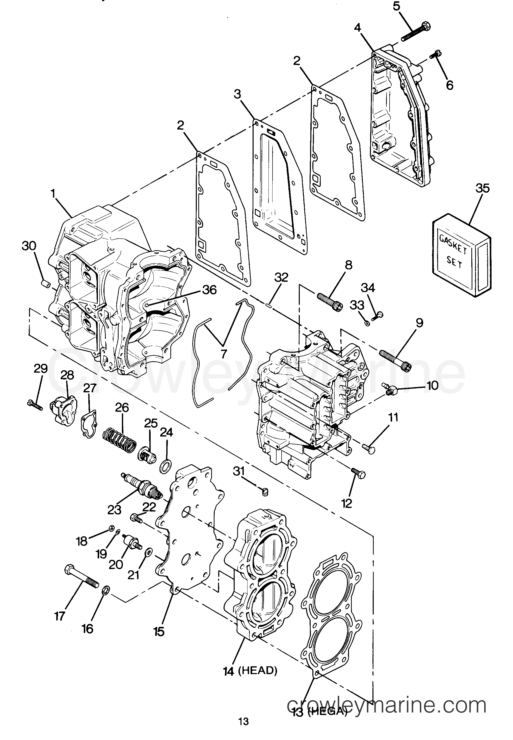 1987 Outboard 50 - 507F7B [Force] - POWER HEAD