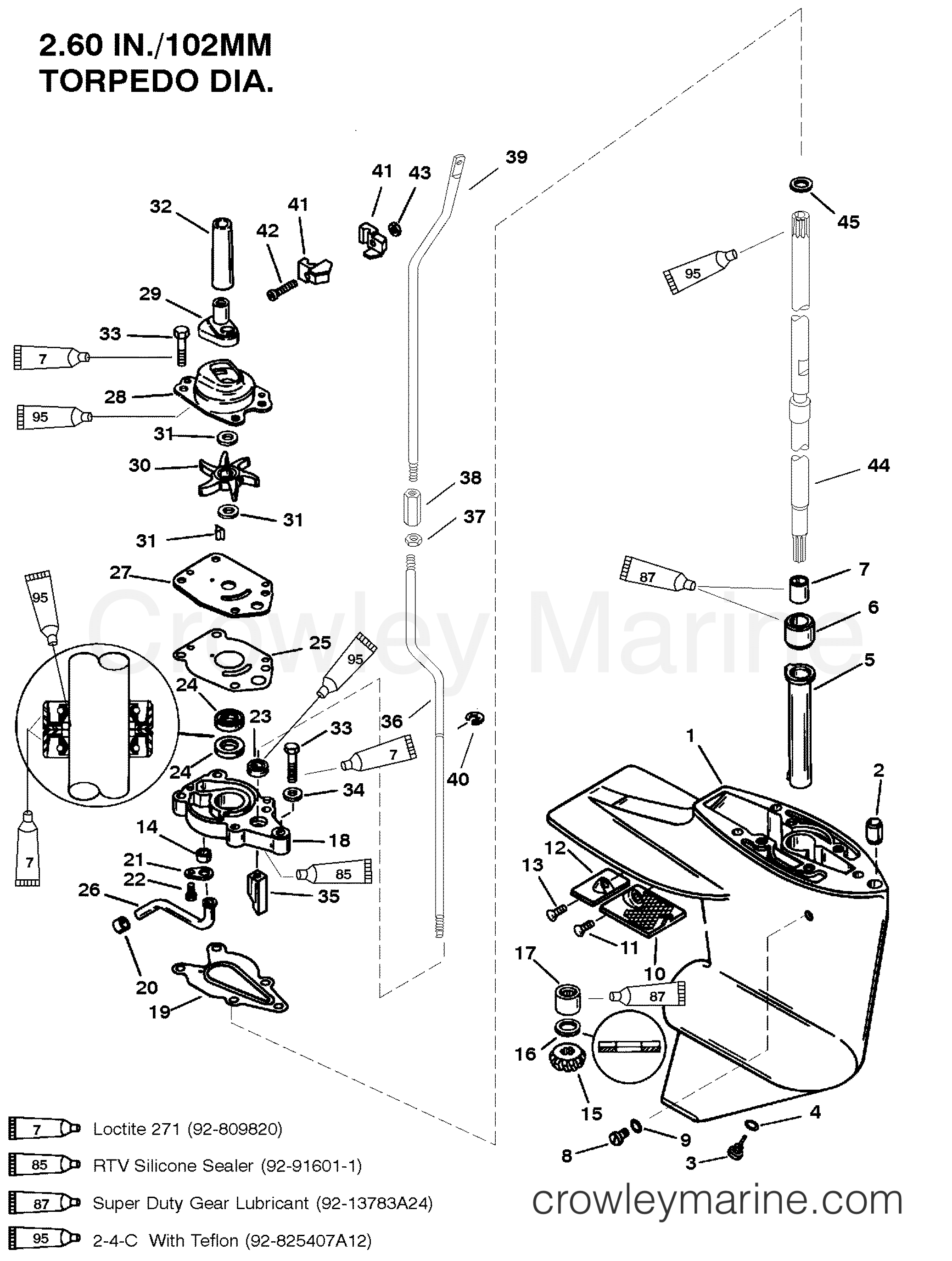 GEAR HOUSING (DRIVE SHAFT)(2.001 GEAR RATIO) 1995 Outboard 8 [M 4] 7F08261DF Crowley Marine