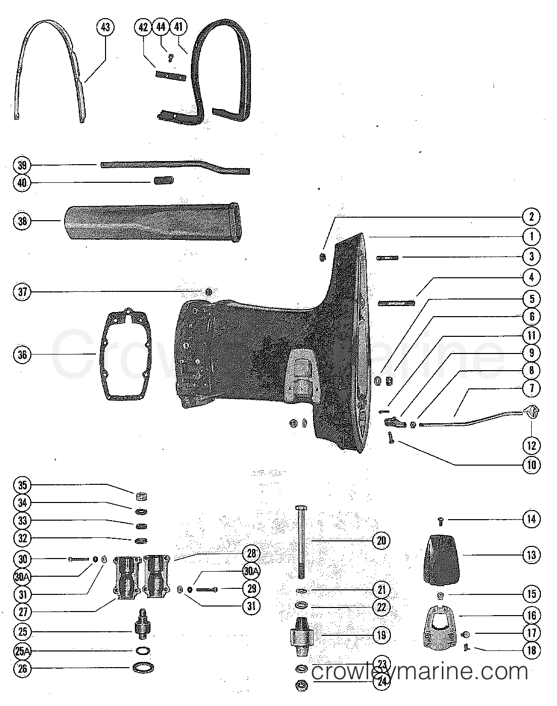 DRIVE SHAFT HOUSING ASSEMBLY (G4) 1976 Outboard 65 1650506 Crowley