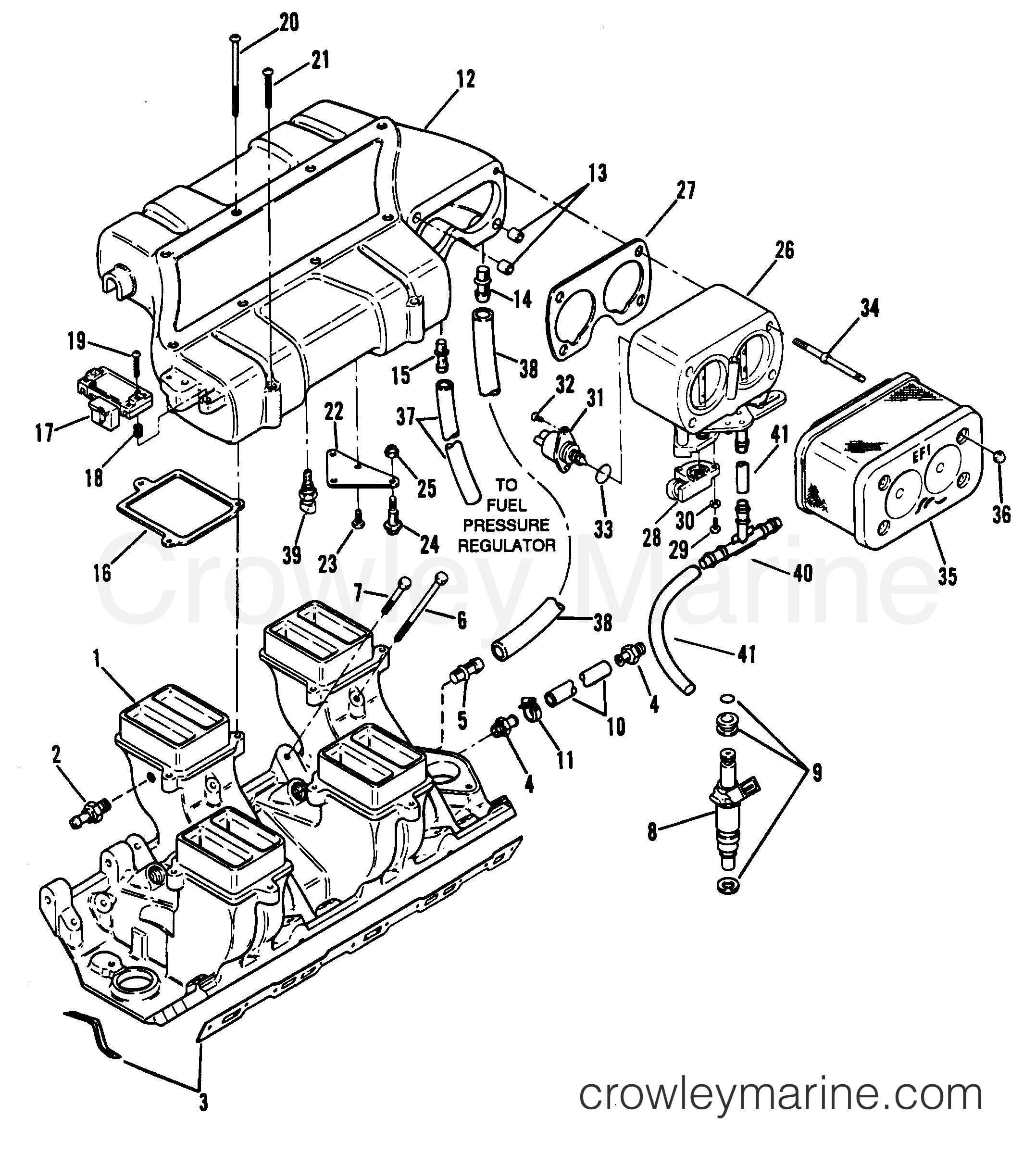 INTAKE MANIFOLD AND INTAKE PLENUM 1994 Inboard Engine 454SKI [EFI/MP
