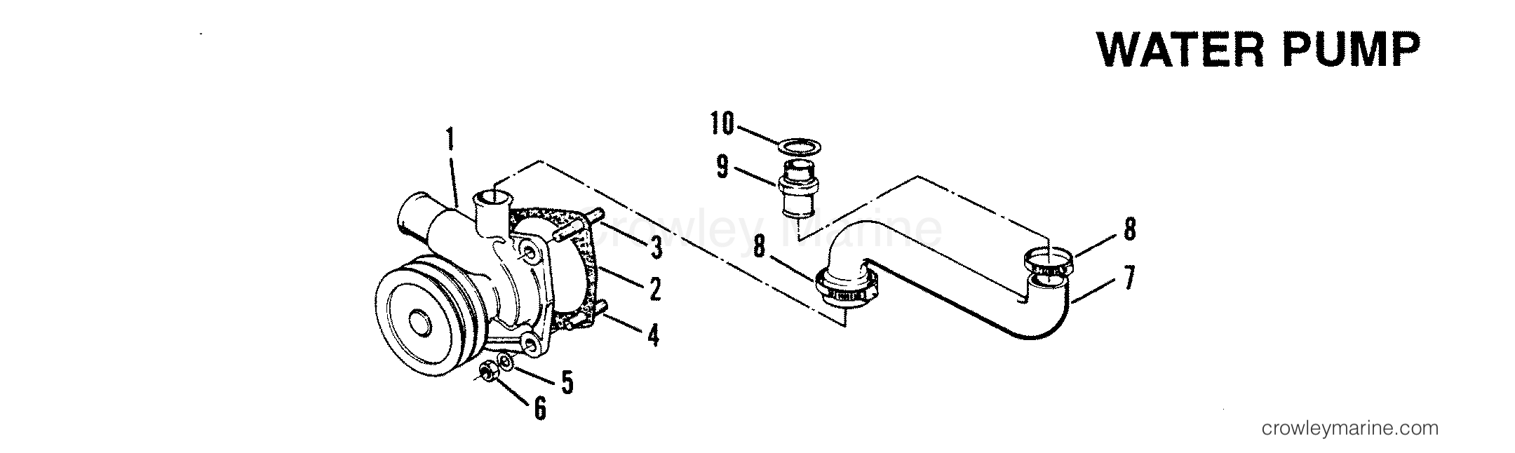 1990 Inboard Engine 642D - 34232B9CD - WATER PUMP