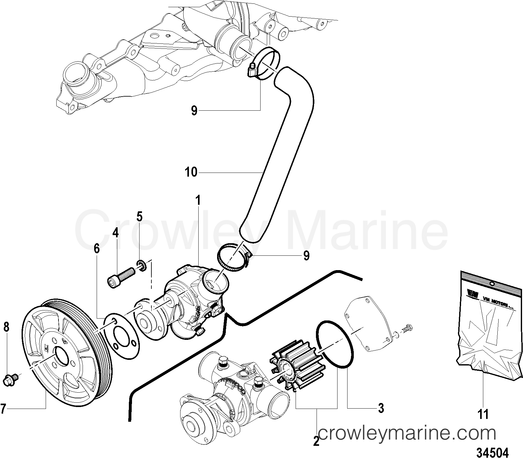 1998 Inboard Engine 2.0L QSD [EI 150] - 30200083D - WATER PUMP