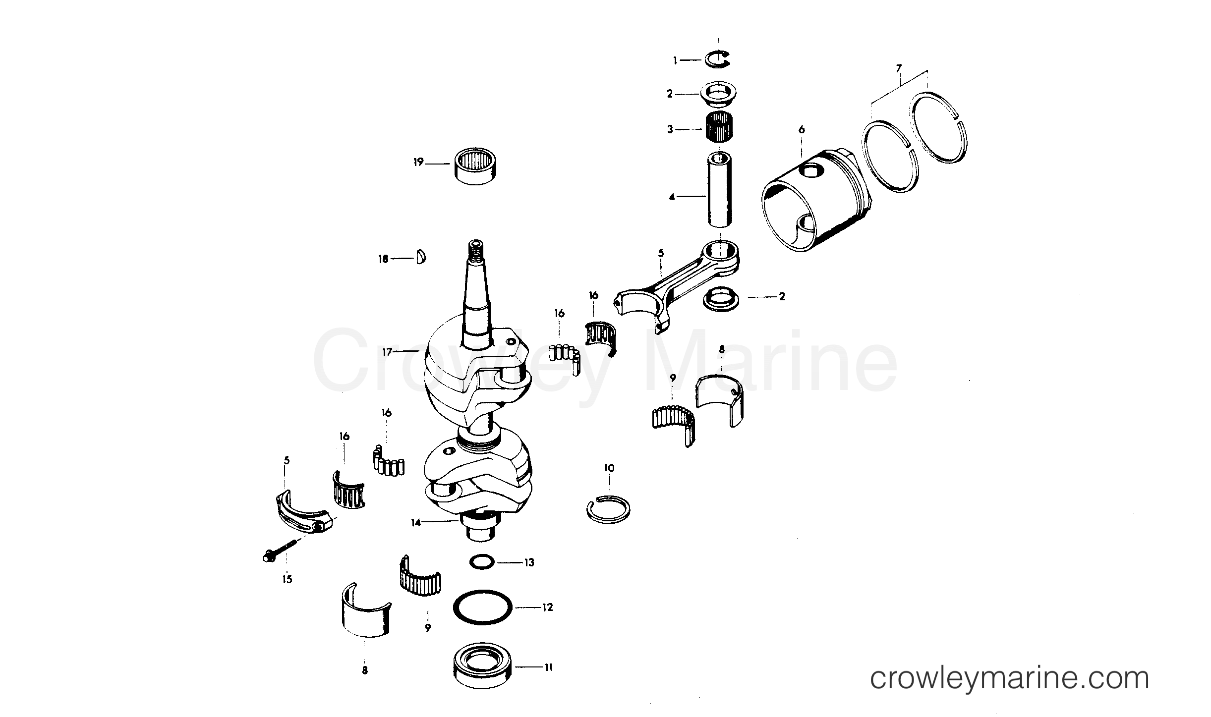 1981 Outboard 30 - H0307H81D - CRANKSHAFT AND PISTON GROUP