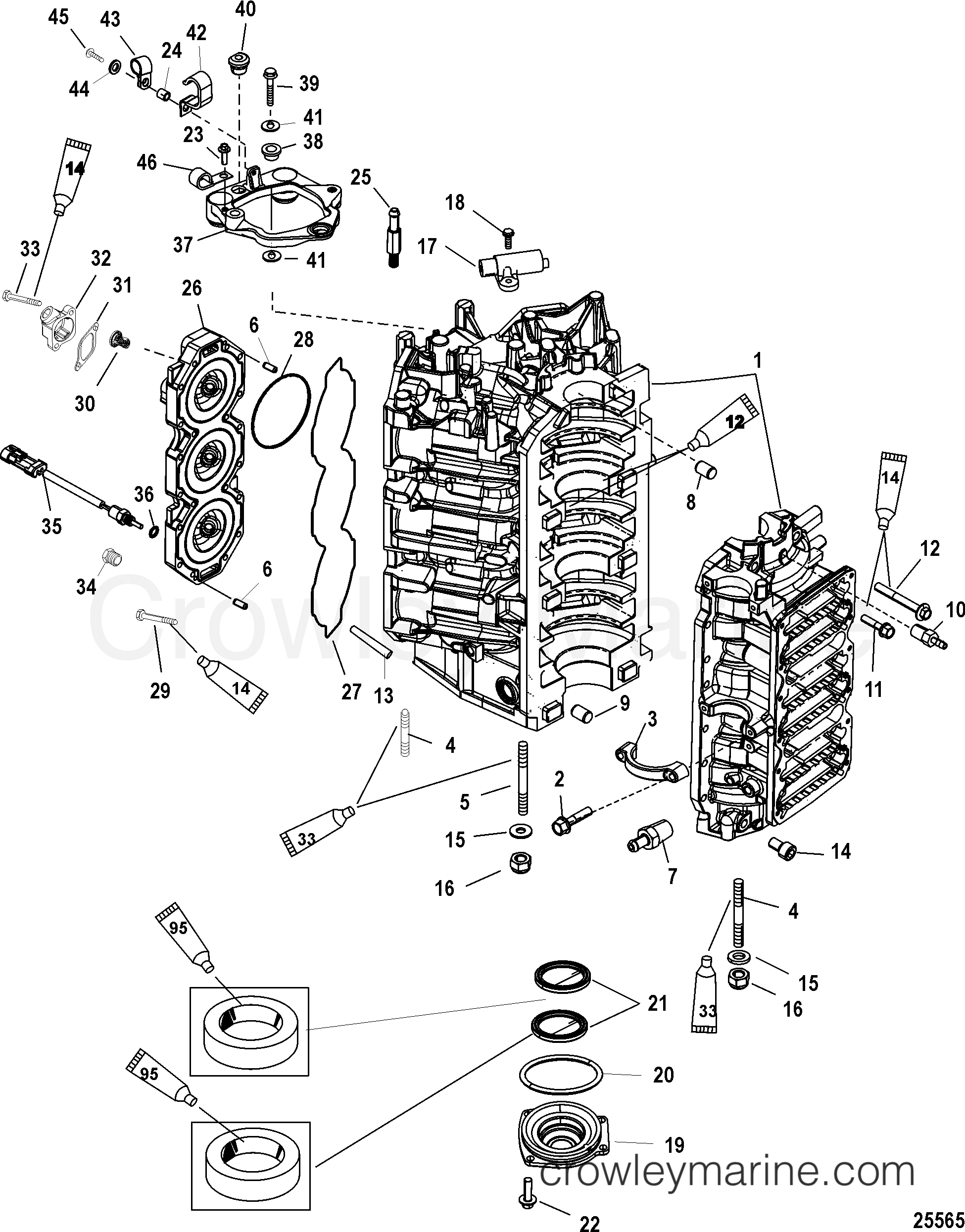 CYLINDER BLOCK AND END CAP - 2006 Outboard 225DFI [L PRO XS] 1225P73KD ...