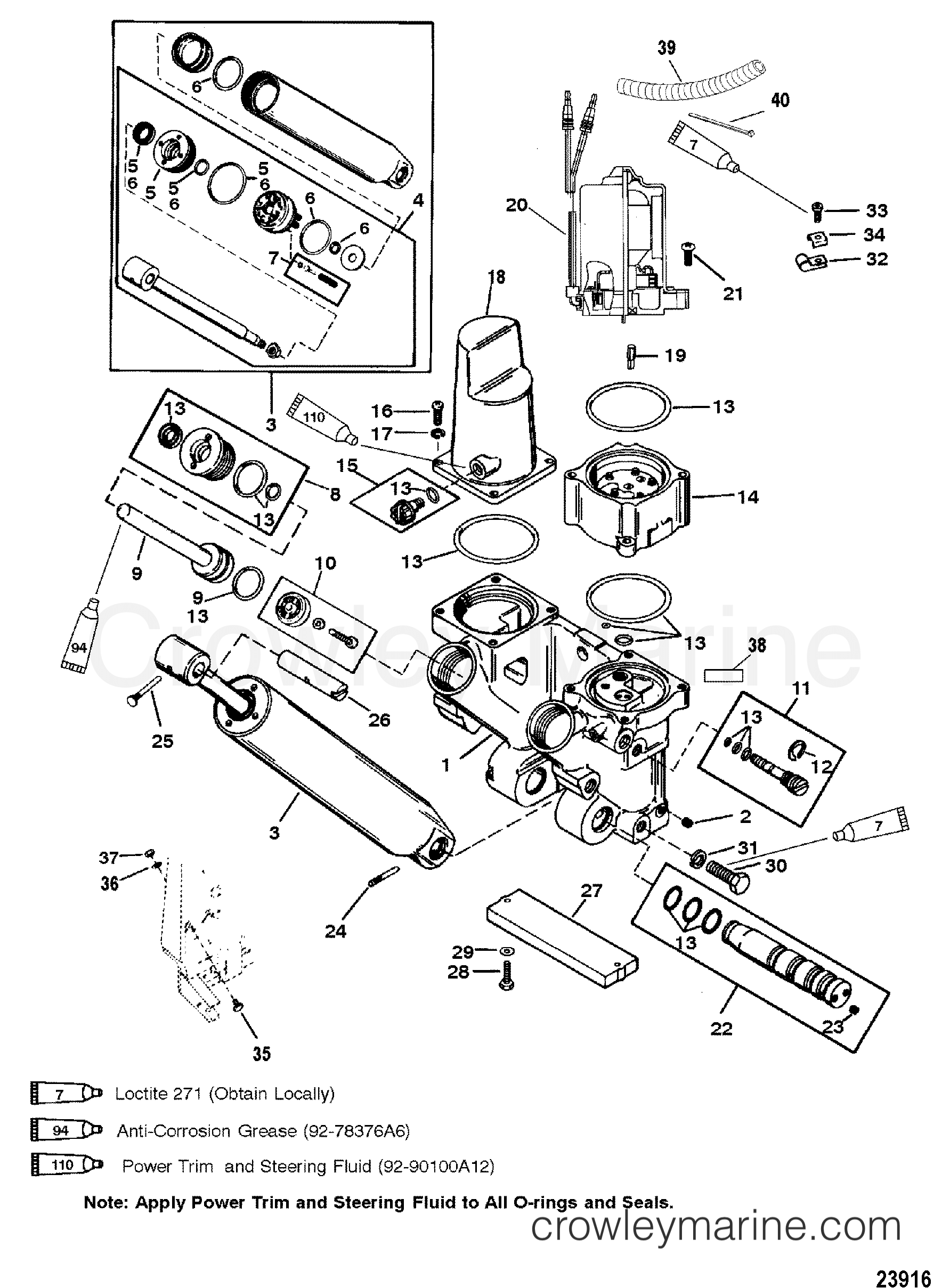 1999 Outboard 175EFI [XL] - 7175423HD - POWER TRIM COMPONENTS