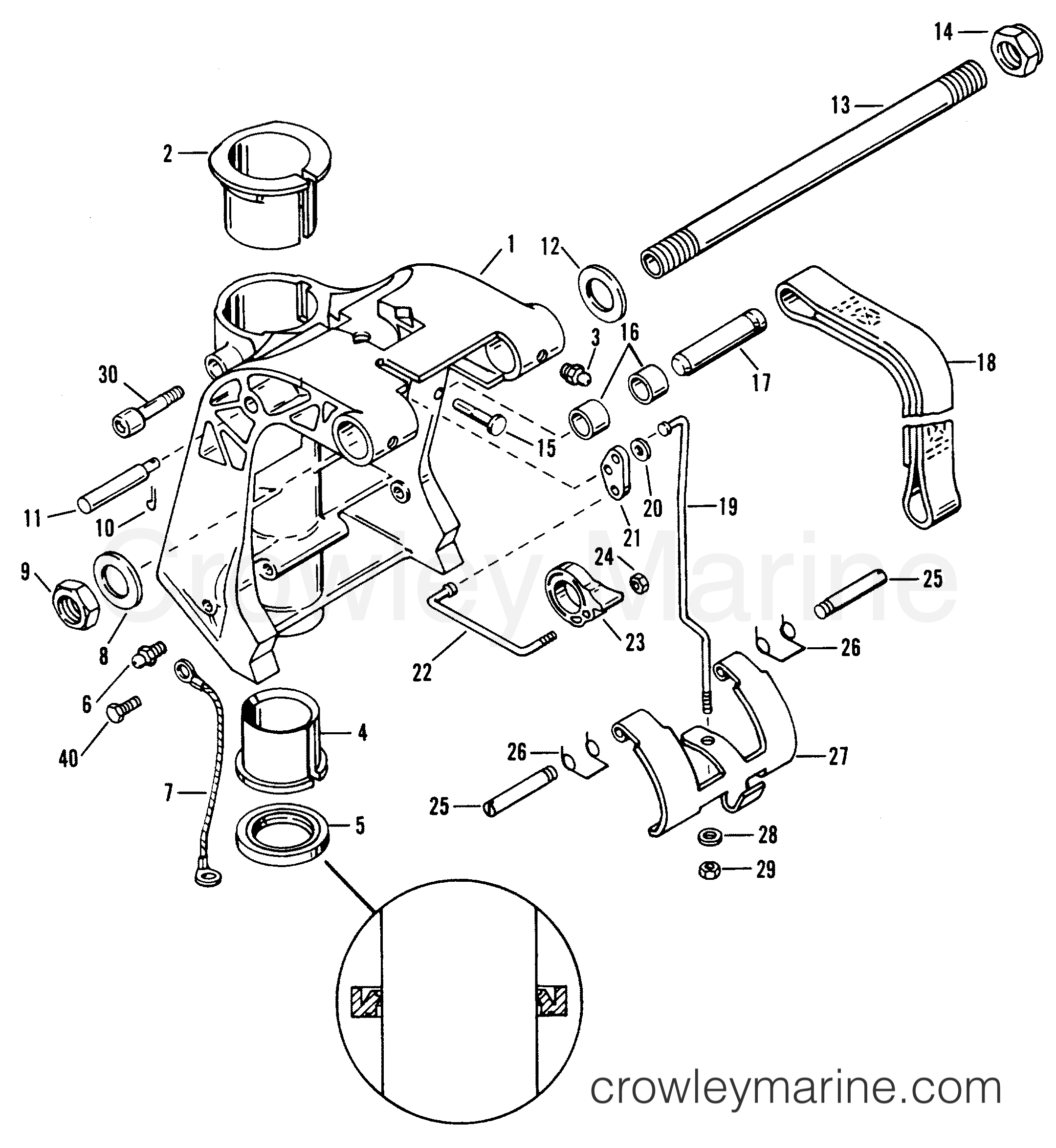 1995 Outboard 50 - H050312RD [EL] - SWIVEL BRACKET