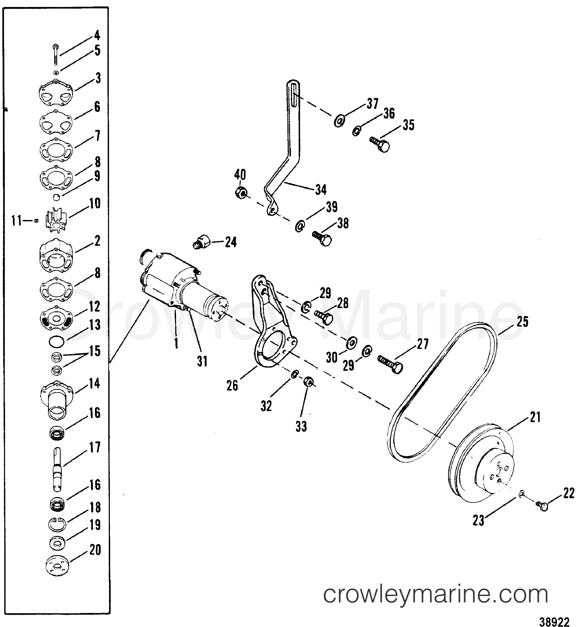 1981 Inboard Engine 340 - 3341901 - SEA WATER PUMP ASSEMBLY(NEW DESIGN)