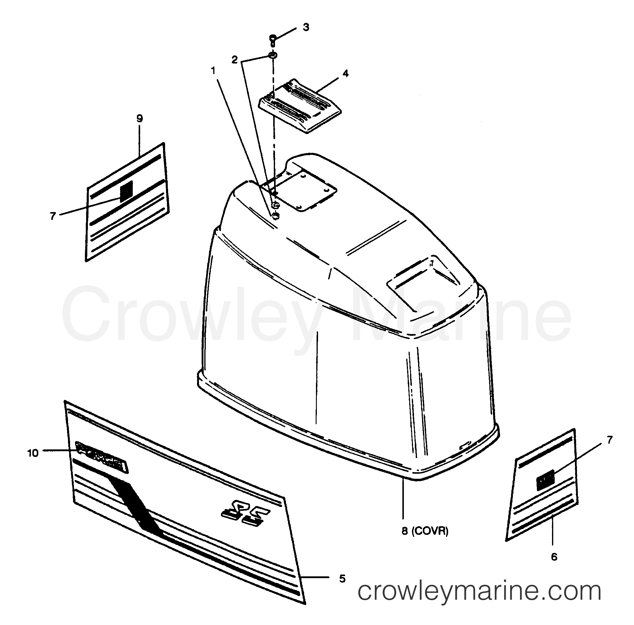 1989 Outboard 85 - 853K9C [Force] - ENGINE COVER FORCE MODELS