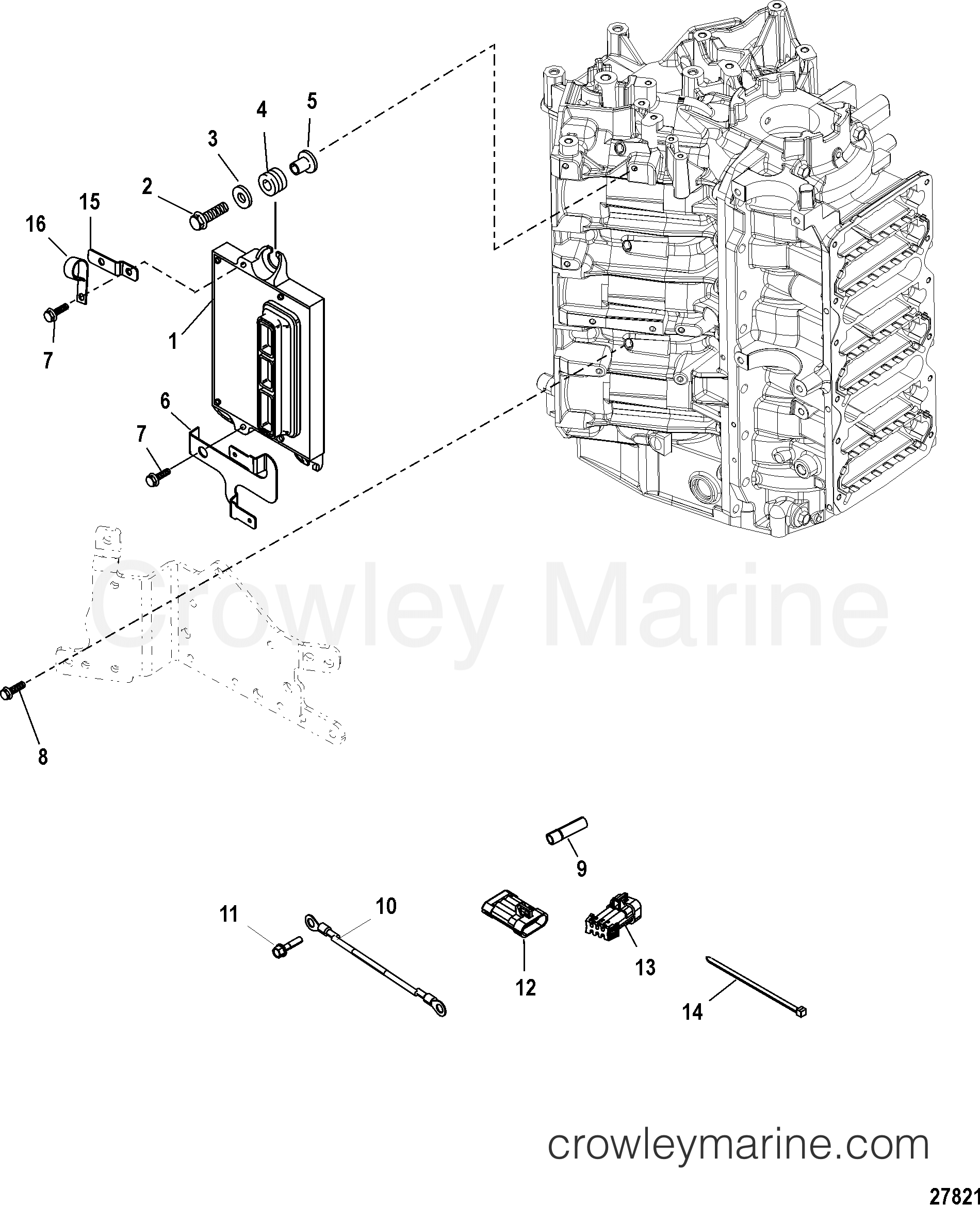 Serial Range Outboard 200 (DFI) 3.0L - 1B912786 & Up - PCM MOUNTING