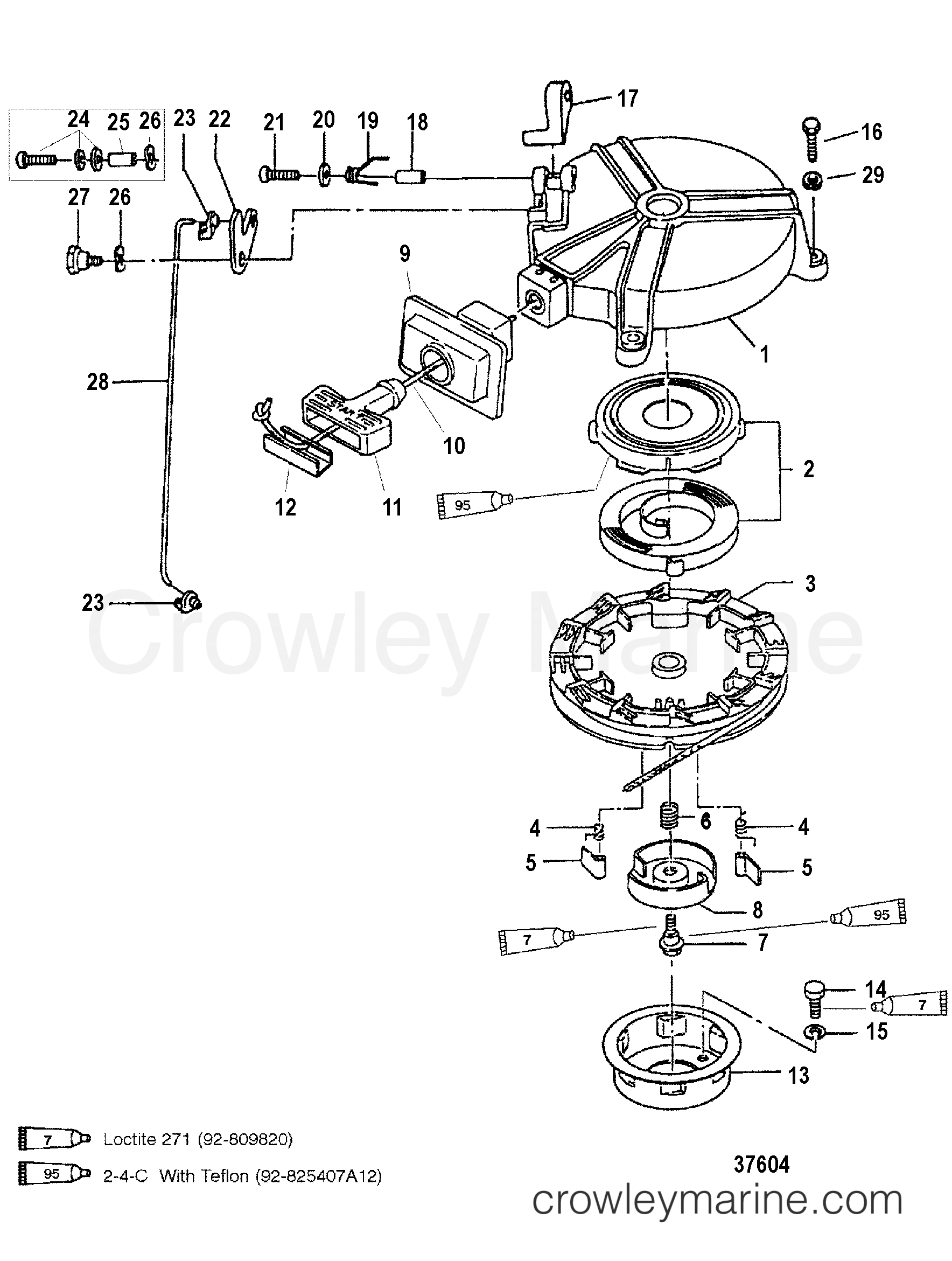 RECOIL STARTER 1990 Outboard 4 [ML] 7004211SK Crowley Marine