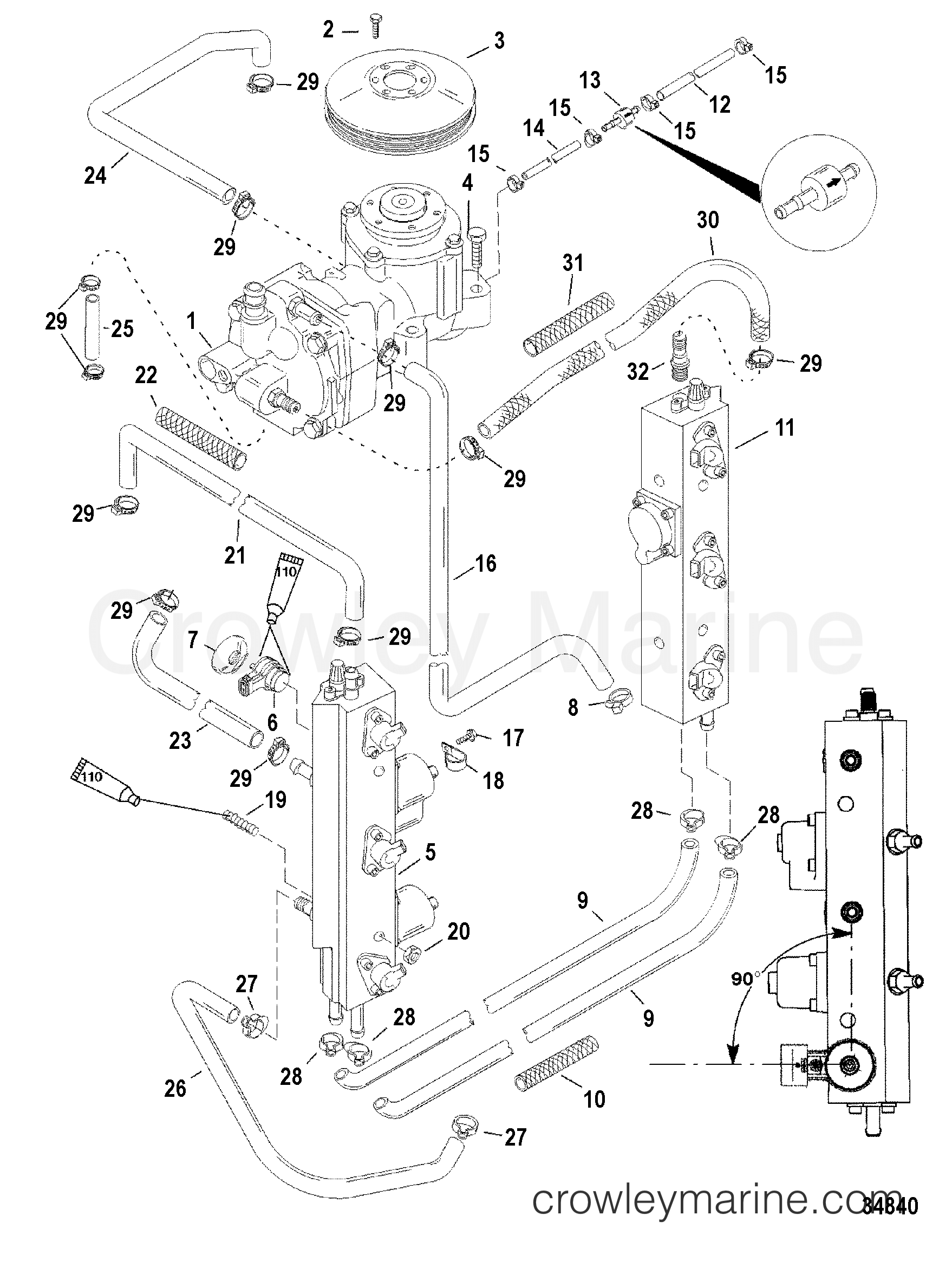 1999 Outboard 200DFI [CXL] - 7200484HF - FUEL RAILS