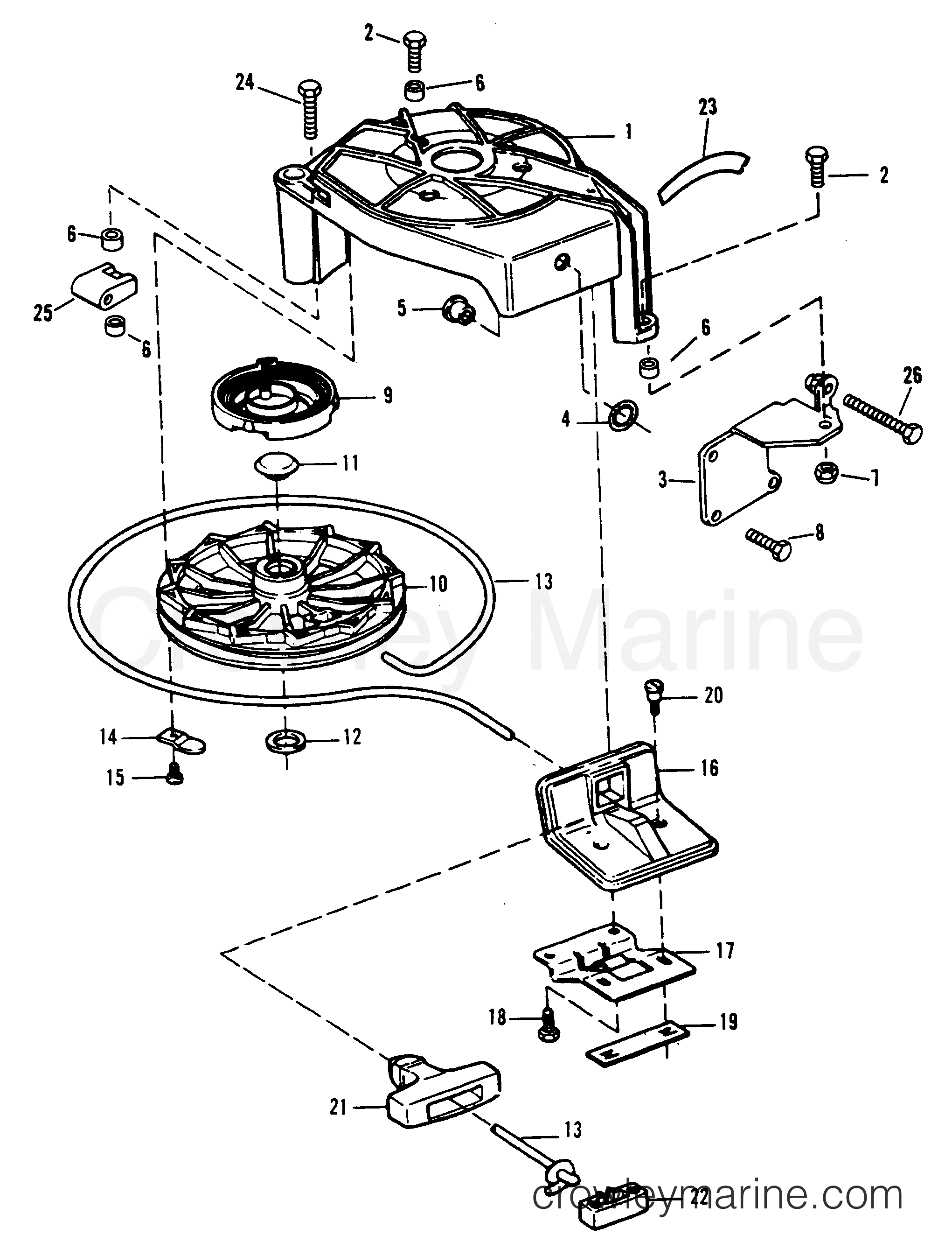 1995 Outboard 9.9 - H009201RS [MH] - STARTER ASSEMBLY