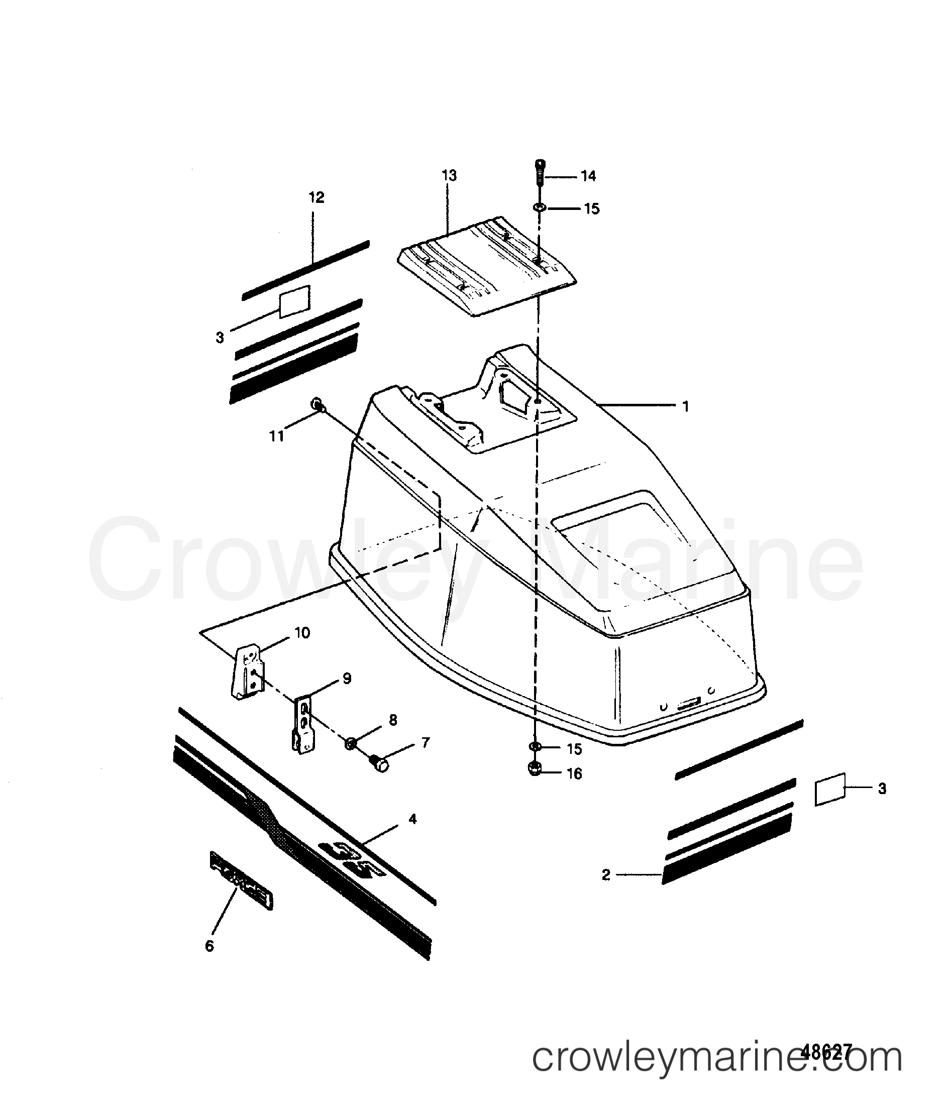 1989 Outboard 35 - 357F9B Thru [INT] [Force] - ENGINE COVER FORCE MODELS