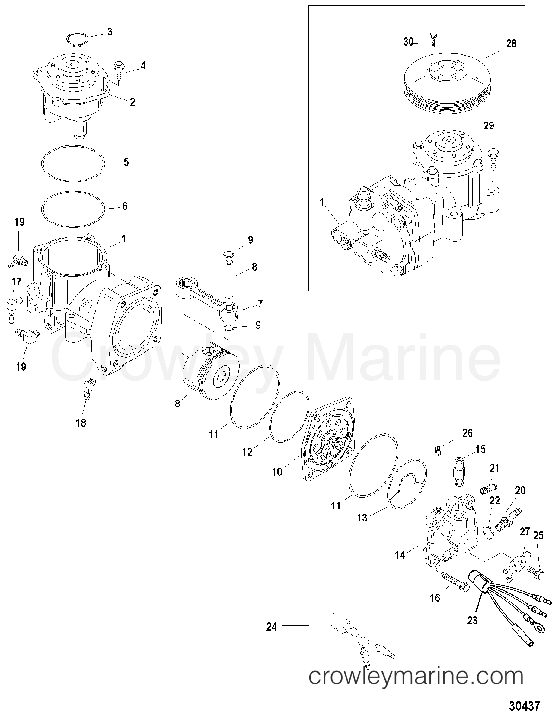 2002 Outboard 225DFI [CXL DIG] - 1225D842E - AIR COMPRESSOR COMPONENTS