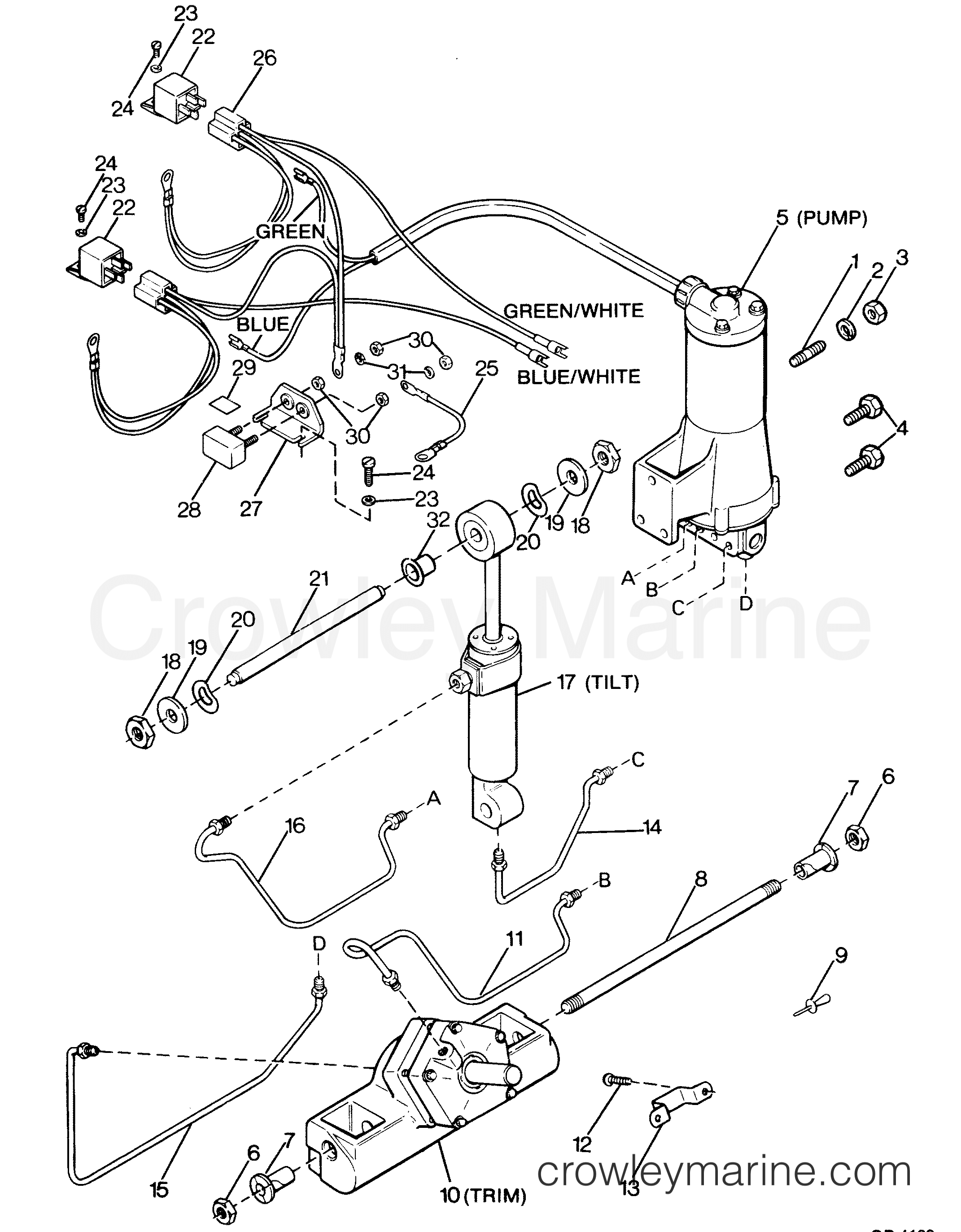 1987 Outboard 125 - 1258F7B [Force] - POWER TRIM UNIT