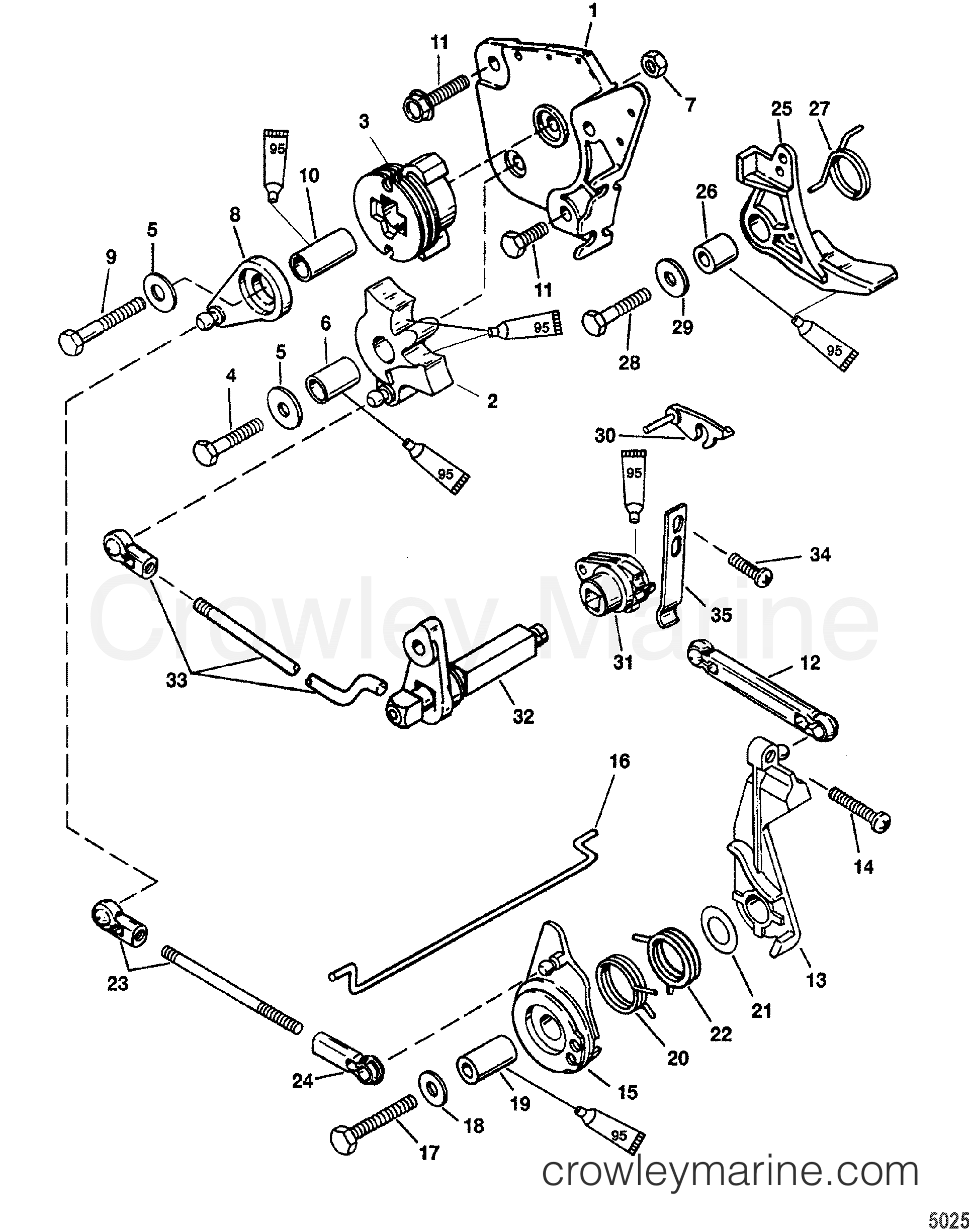 1999 Outboard 10 [MH/ALT] - 7010207HB - THROTTLE AND SHIFT LINKAGE(TILLER HANDLE)