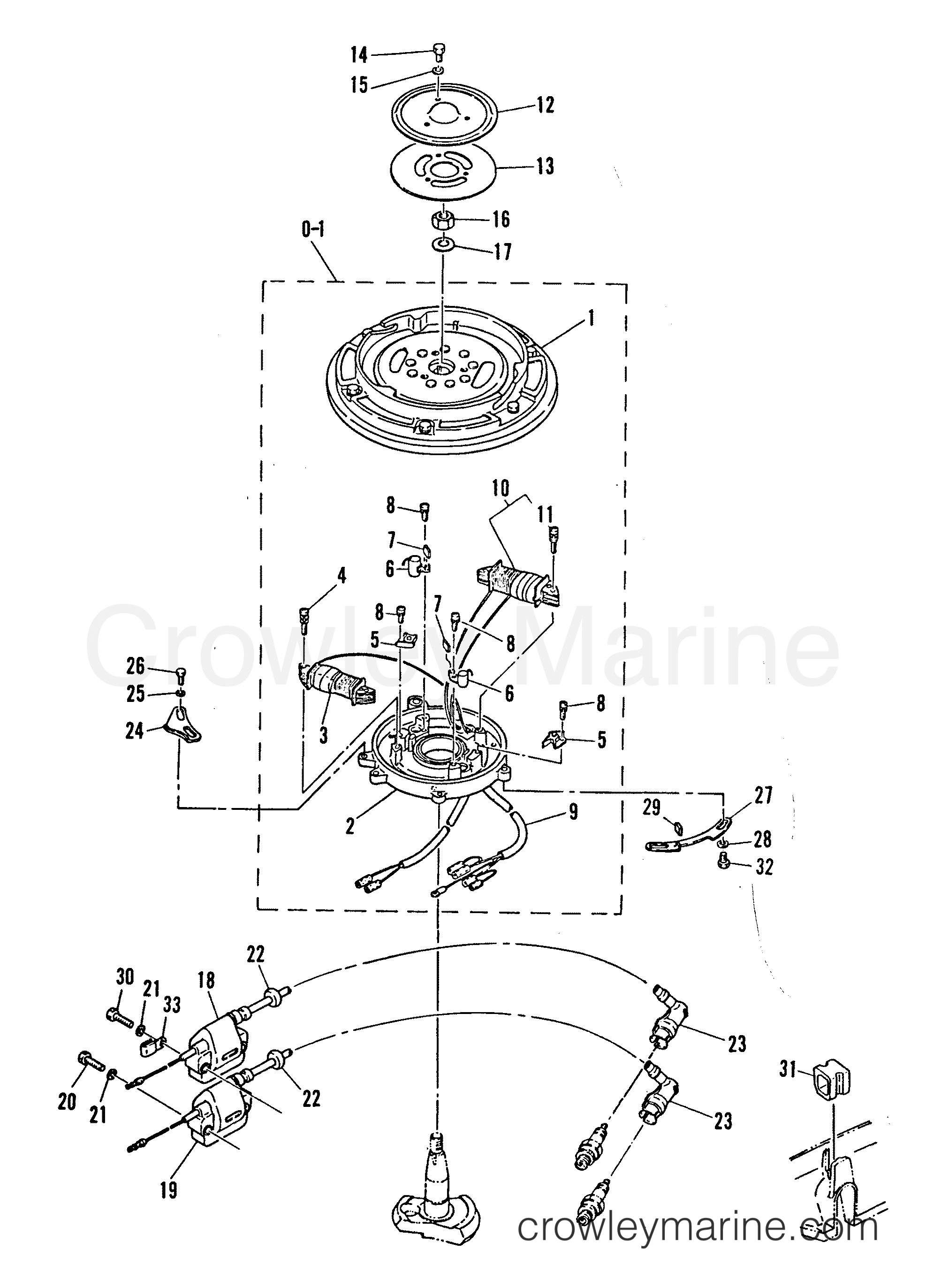 1993 Outboard 25 [ML] - 7025218BW - FLYWHEEL MAGNETO