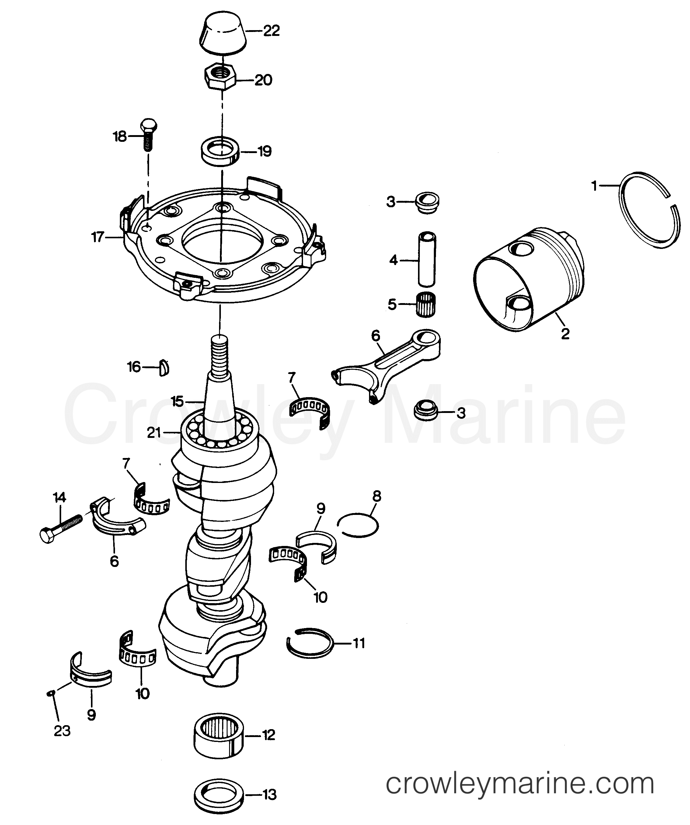 1988 Outboard 85 - 856D8A [Force] - CRANKSHAFT AND PISTON