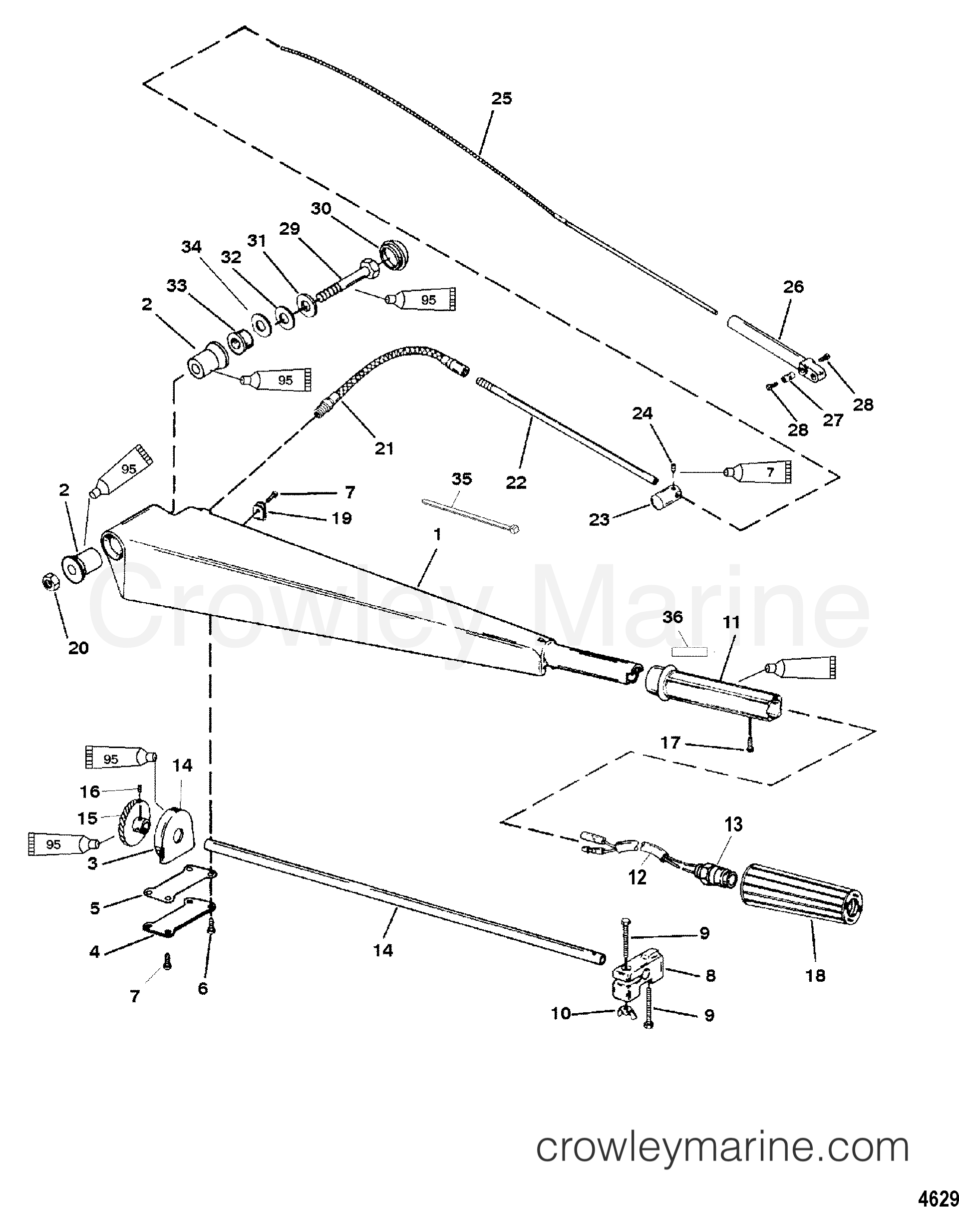 1999 Outboard 90 [ELHPTO] - 7090411HD - STEERING HANDLE