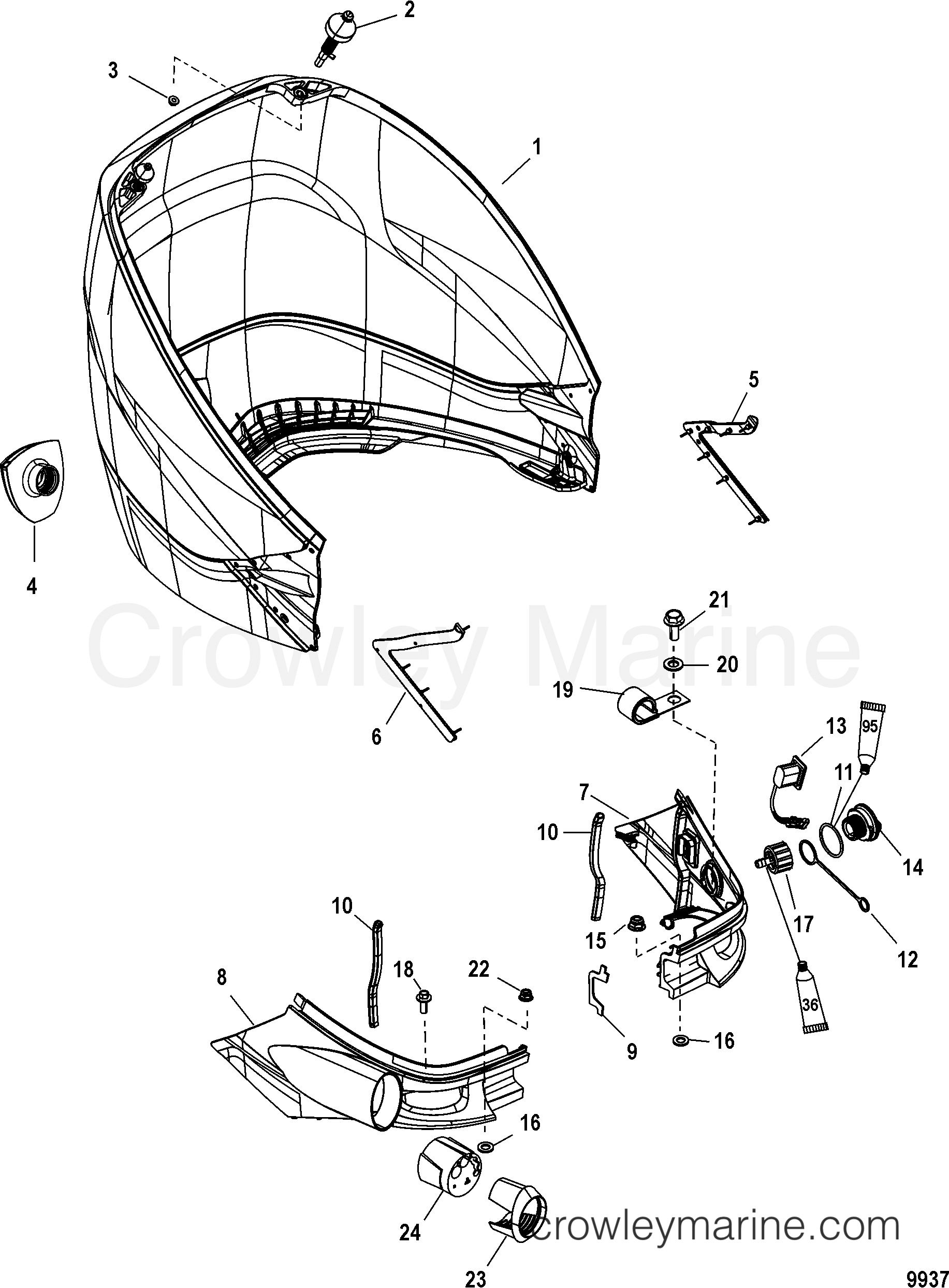 2006 Outboard 225 [L 4] - 7225V13UB - REAR COWL