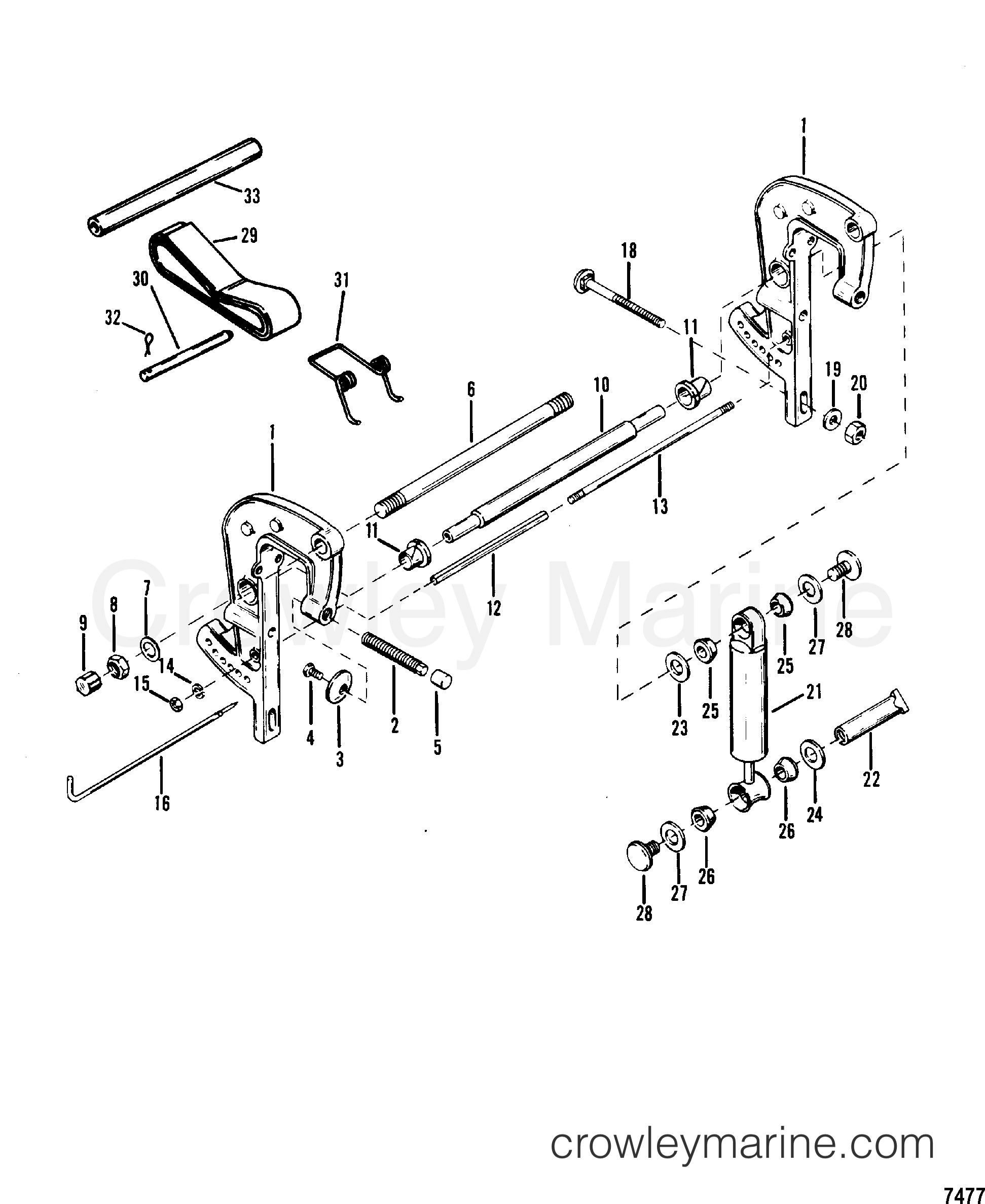 CLAMP BRACKET ASSEMBLY 1980 Outboard 70 [ELPT] 1070620 Crowley Marine