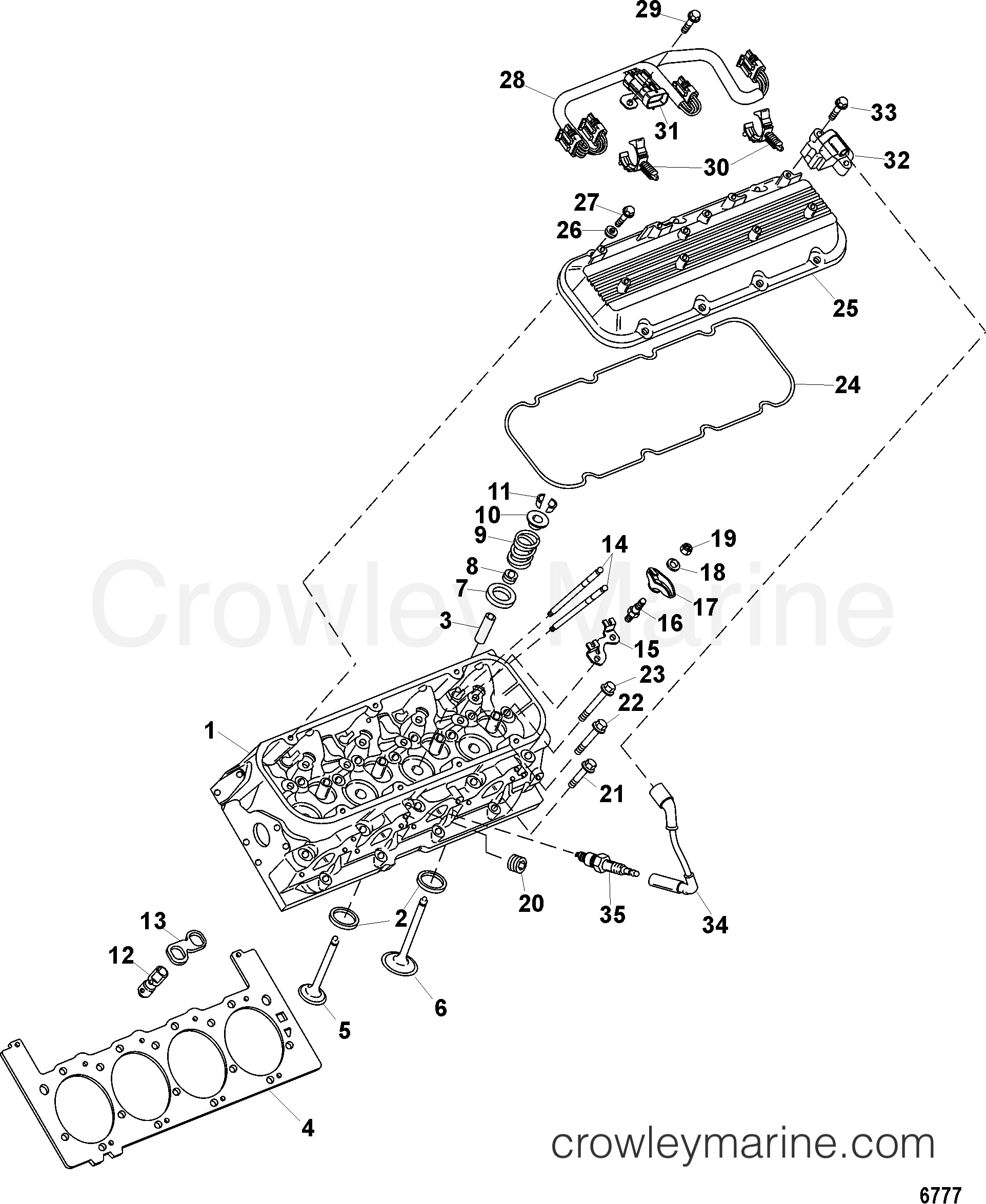 1998 Inboard Engine 8.1L HO [MPI] - 308100521 - CYLINDER HEAD