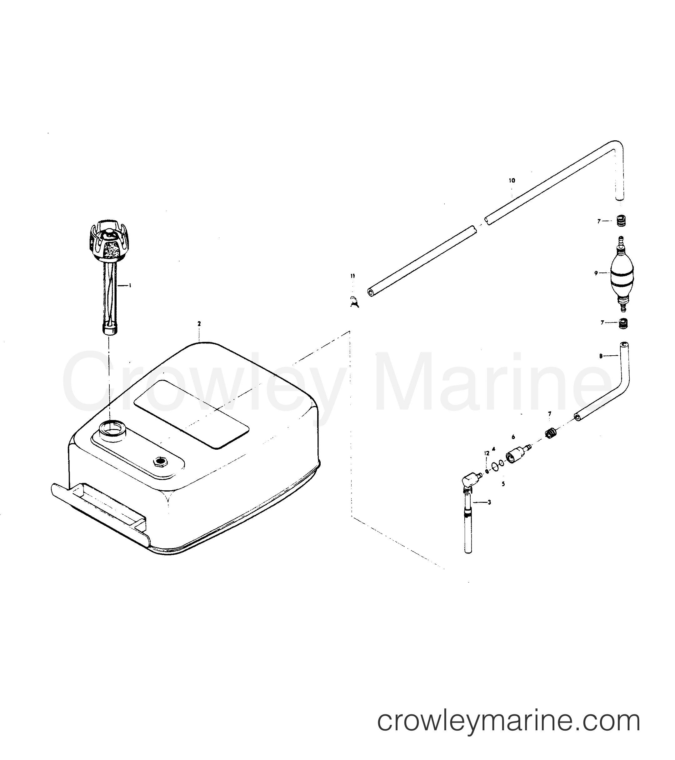 1982 Outboard 85 - H0858B82E - FUEL TANK AND LINE