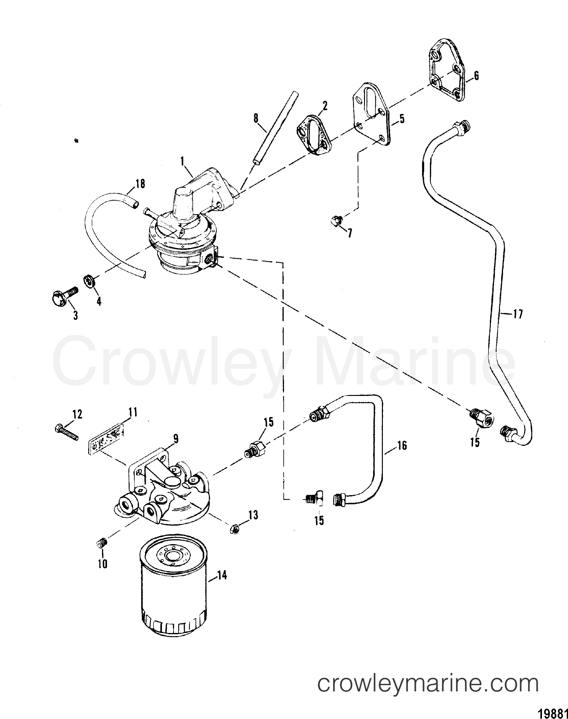 FUEL PUMP AND FUEL FILTER 1984 Mercruiser 260 02604424 Crowley Marine