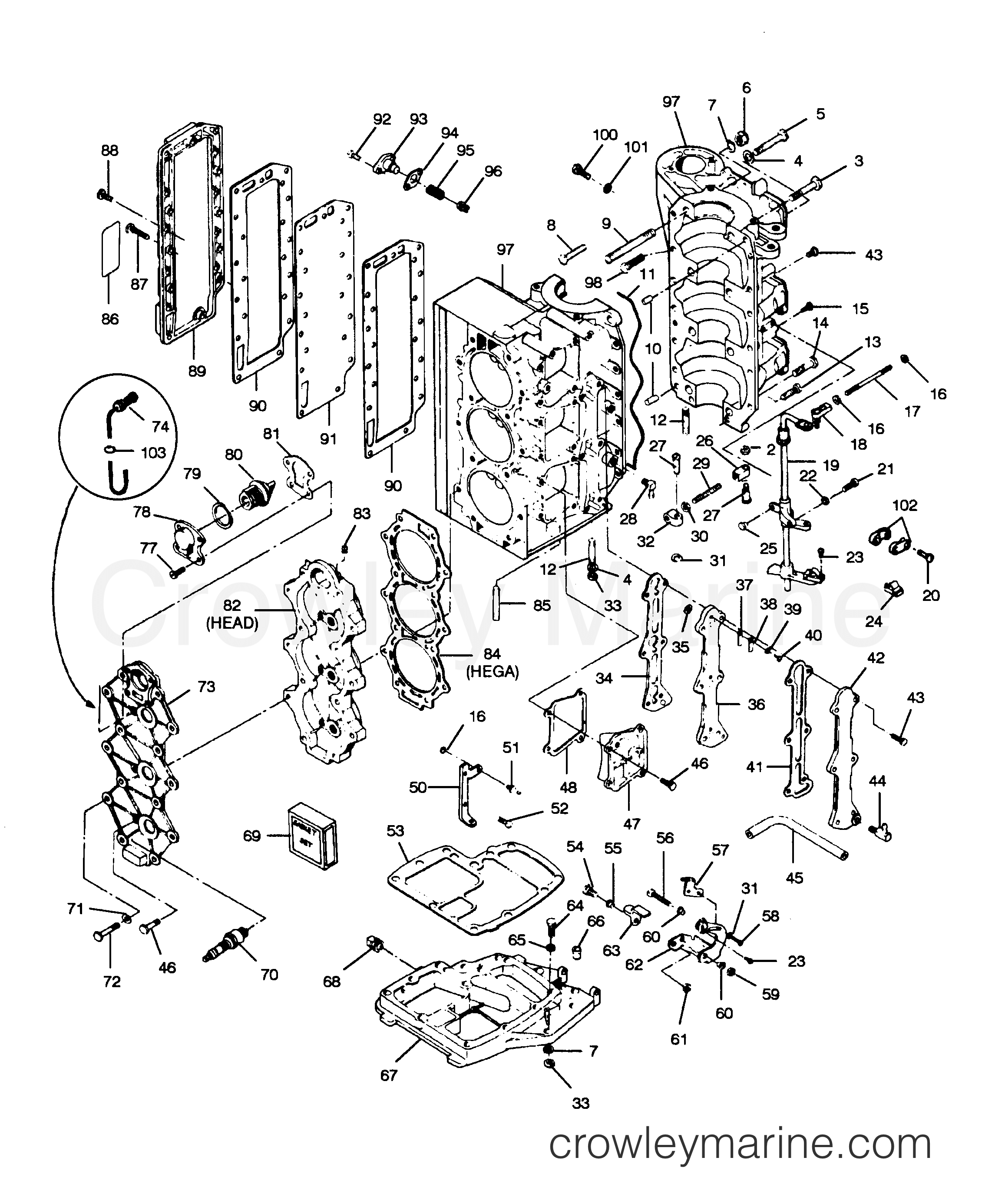 1989 Outboard 85 - 856L9B [Force] - POWER HEAD