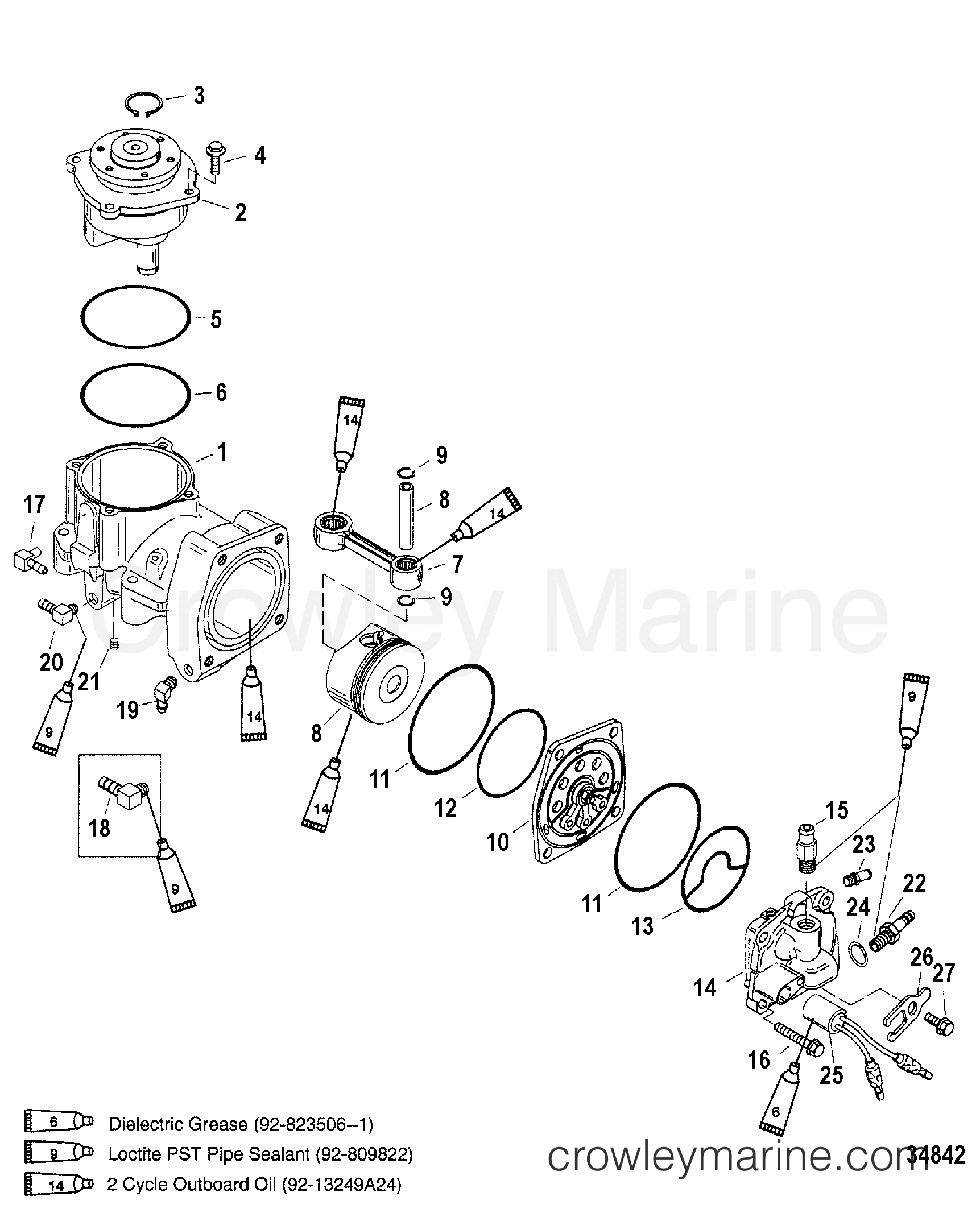 1999 Outboard 225DFI [L] - 7225473HD - AIR COMPRESSOR COMPONENTS