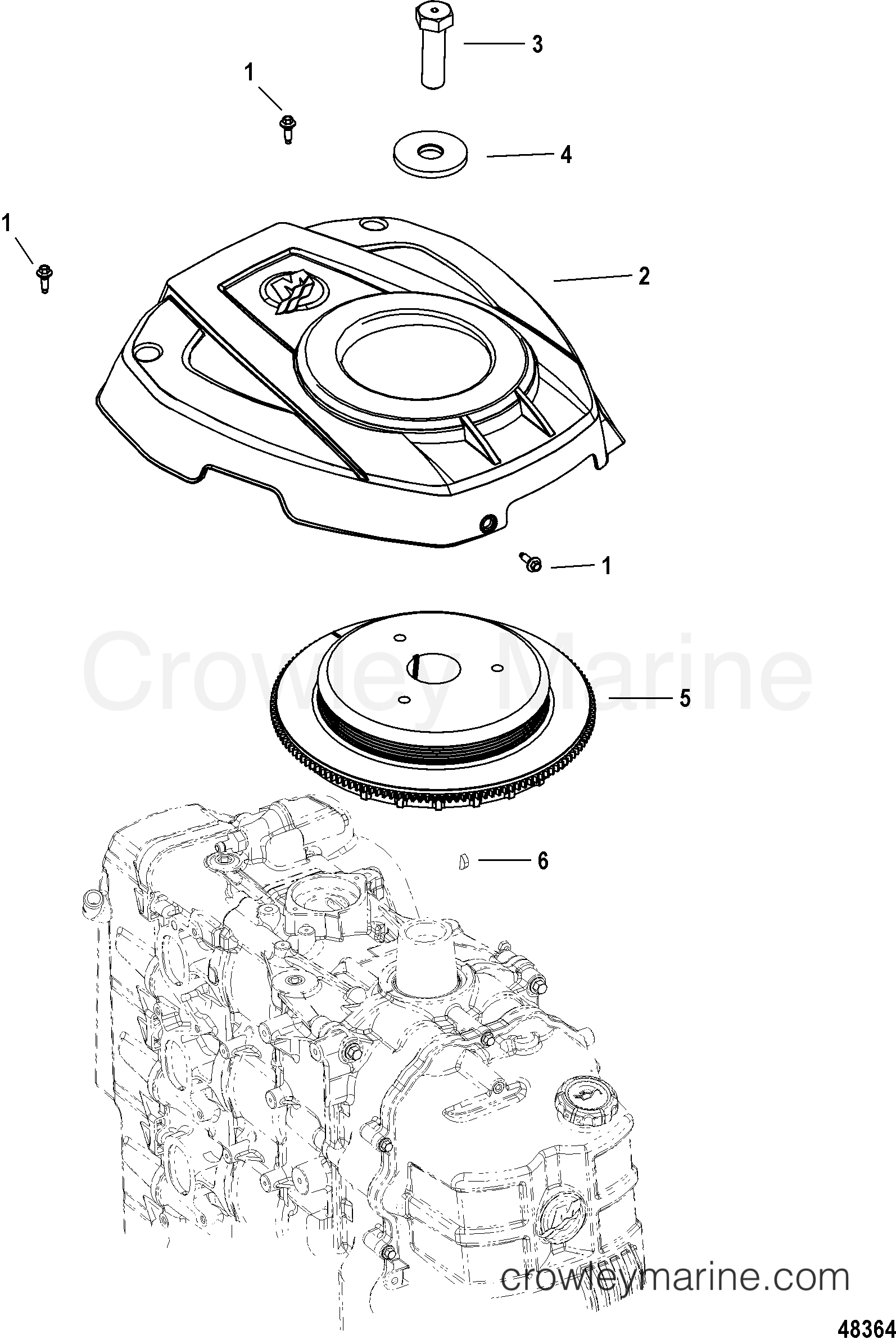 FLYWHEEL AND COVER 2011 Mercury Outboard 150 [XL] 1150F23HD Crowley