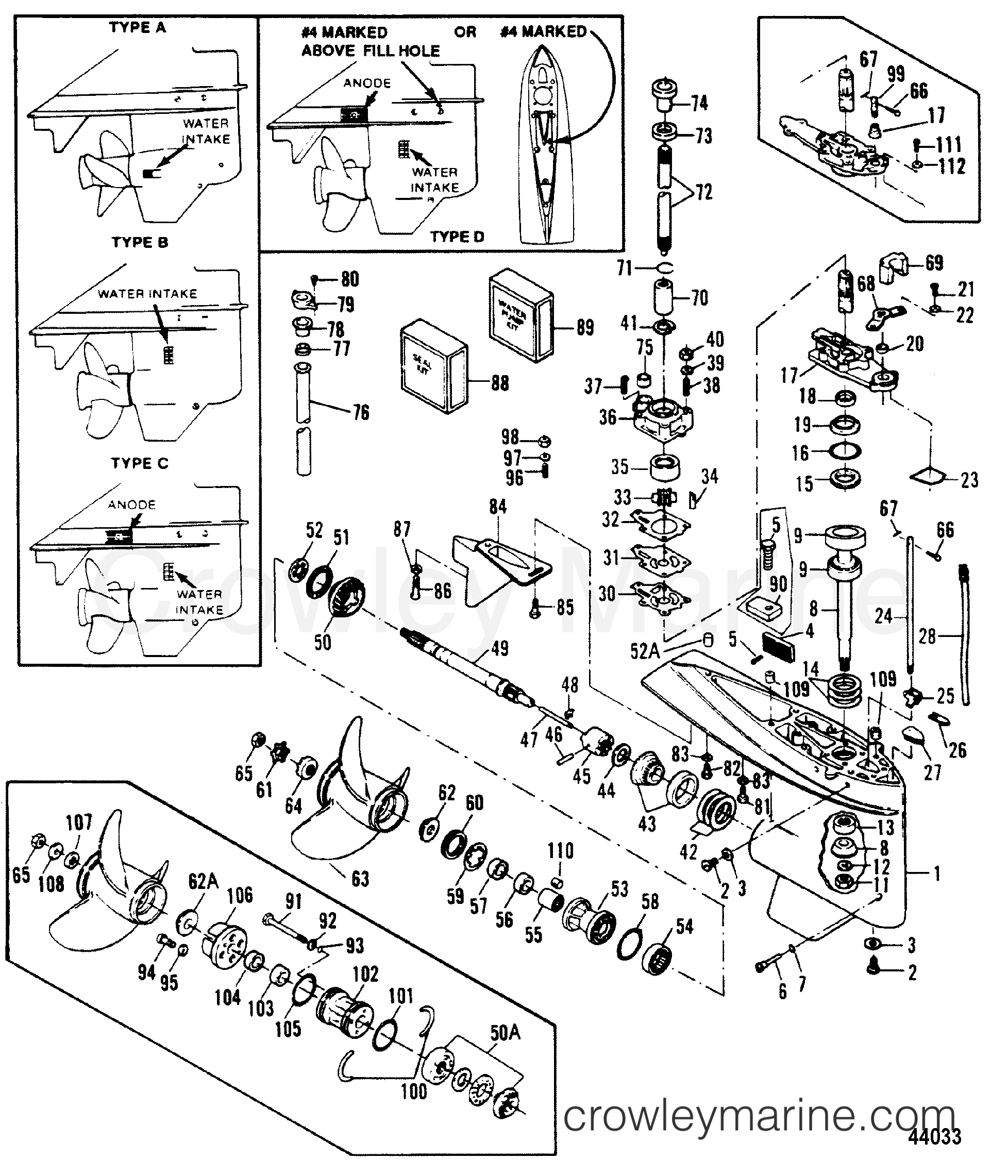 1991 Outboard 90 - H0908E91E [E] - GEAR HOUSING