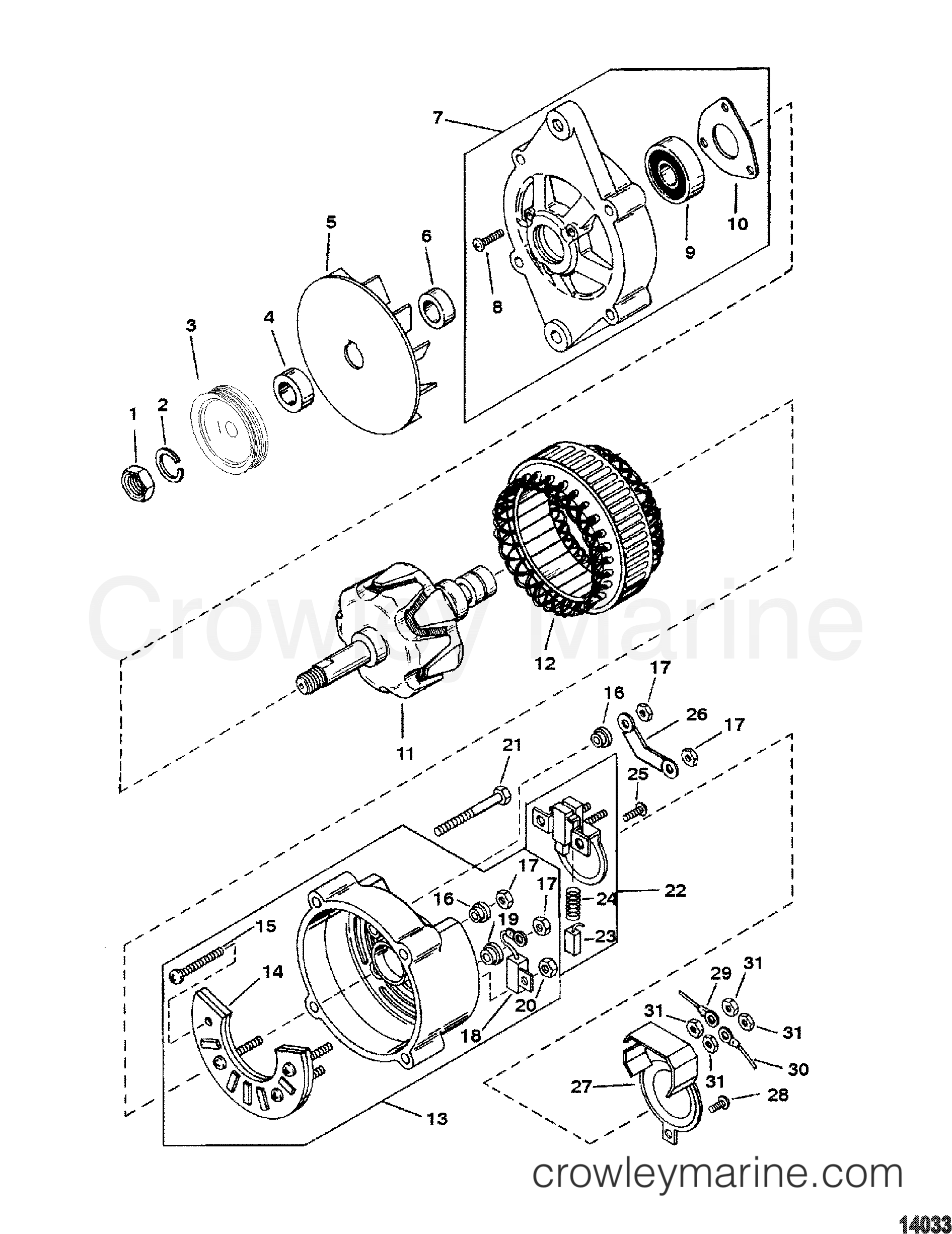 1998 Inboard Engine 5.7L [CARB] - 331B729LS - ALTERNATOR(MANDO)
