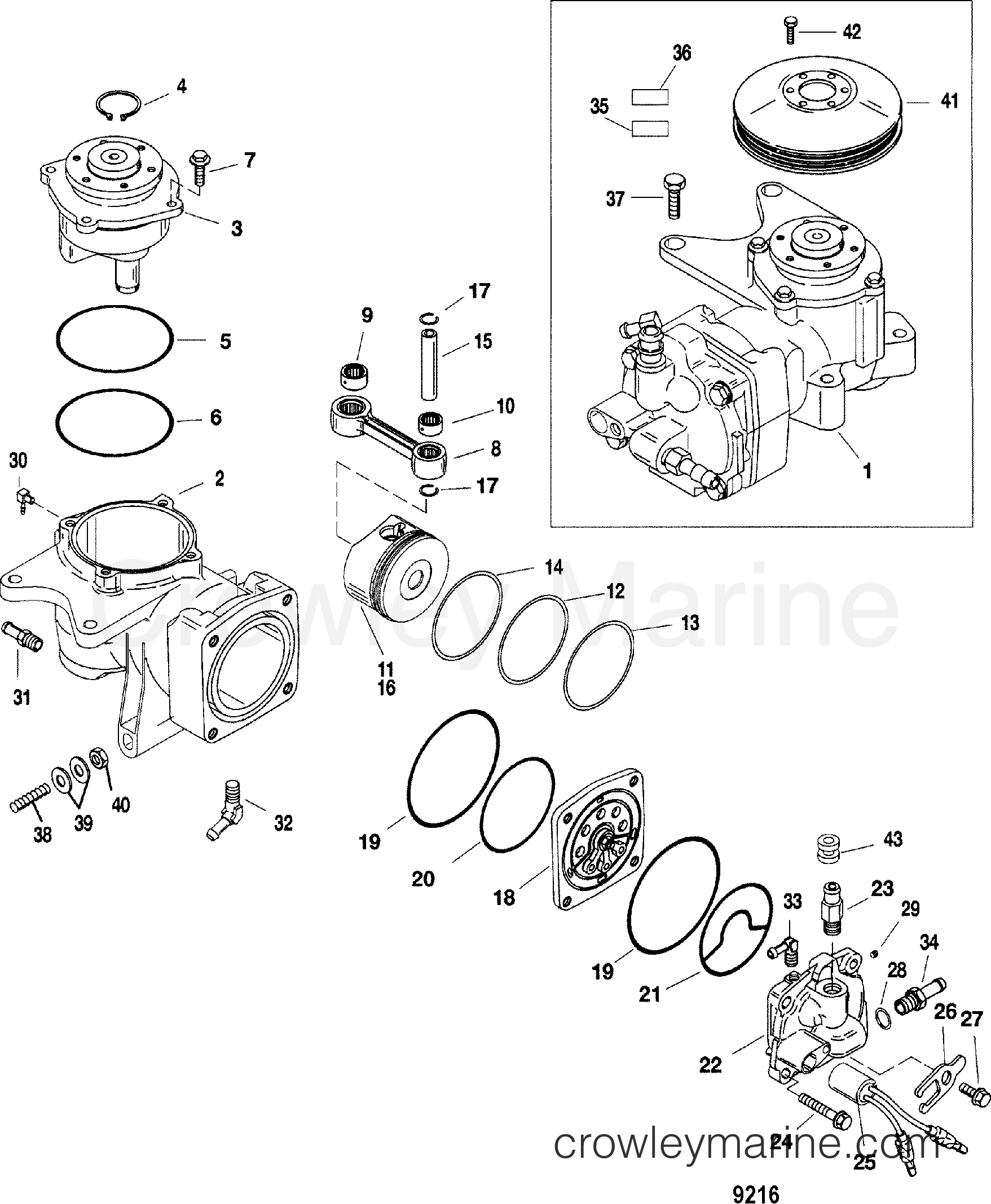 2000 Outboard 115DFI [L DIG] - 7115D73JD - AIR COMPRESSOR COMPONENTS