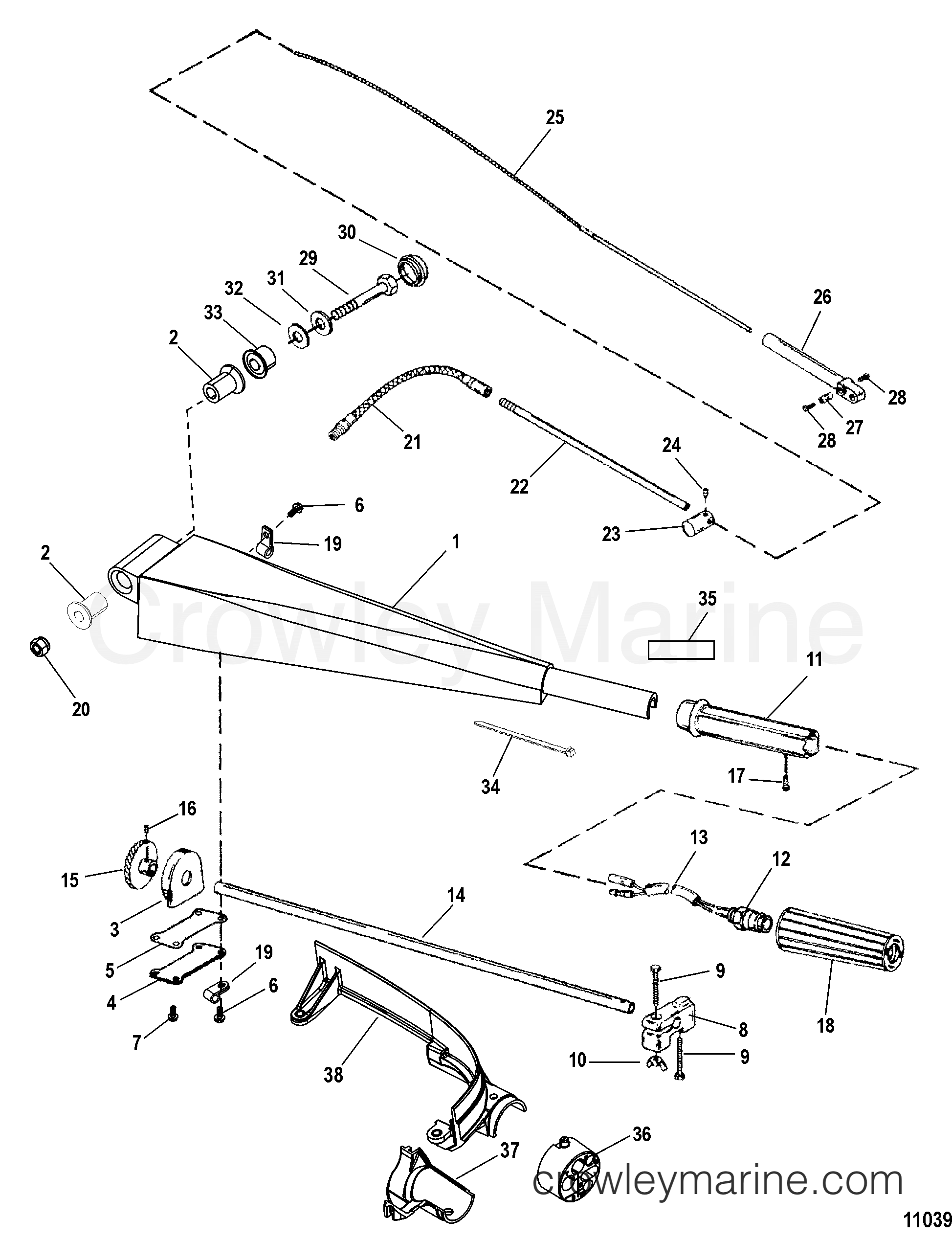 2012 Outboard 115DFI [EXLPT] - 7115D83IY - STEERING HANDLE KIT, 896648A09